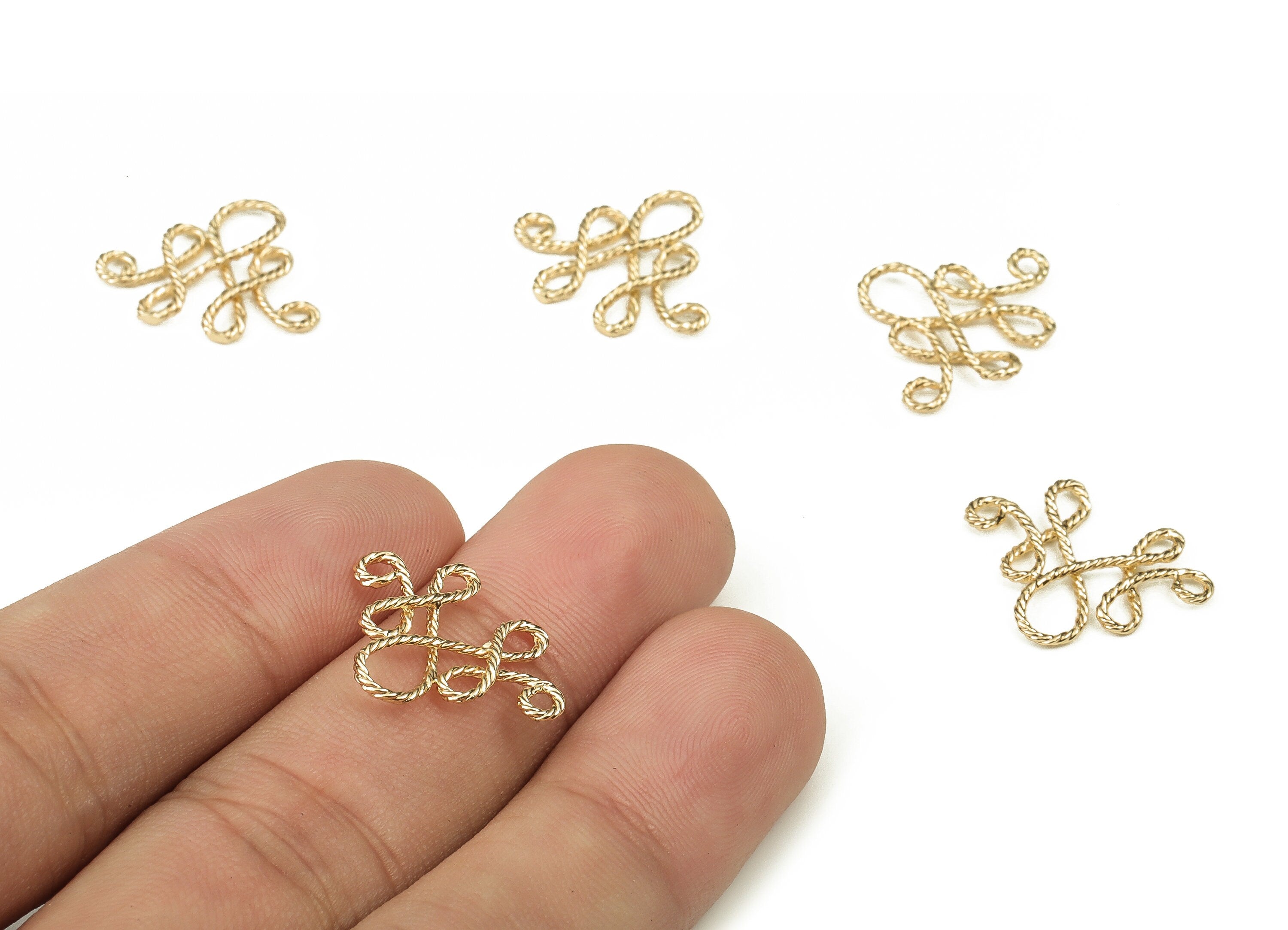 Brass Textured Knot Earring Charms - Gold Knot Pendant - 18K Real Gold Plated Brass - Jewelry Making Supplies - 19.59x16.29x1.93mm - RGP3820 - DOMEDBAZAAR
