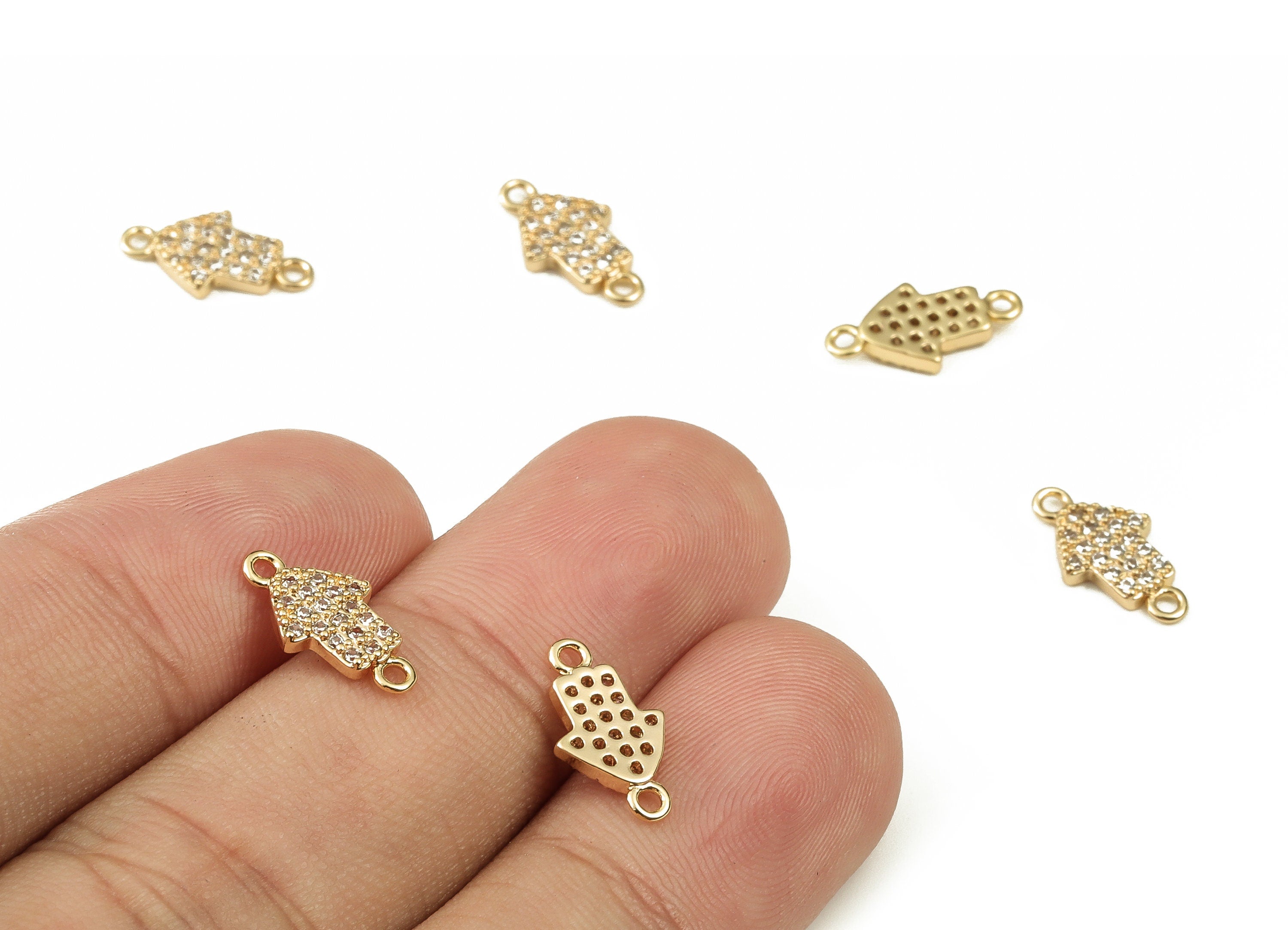 Brass Arrow Connector Charm – Zircon Arrow Pendant - 18K Real Gold Plated Brass - Jewelry Supplies - 12.98x7.18x1.7mm - RGP3406 - DOMEDBAZAAR