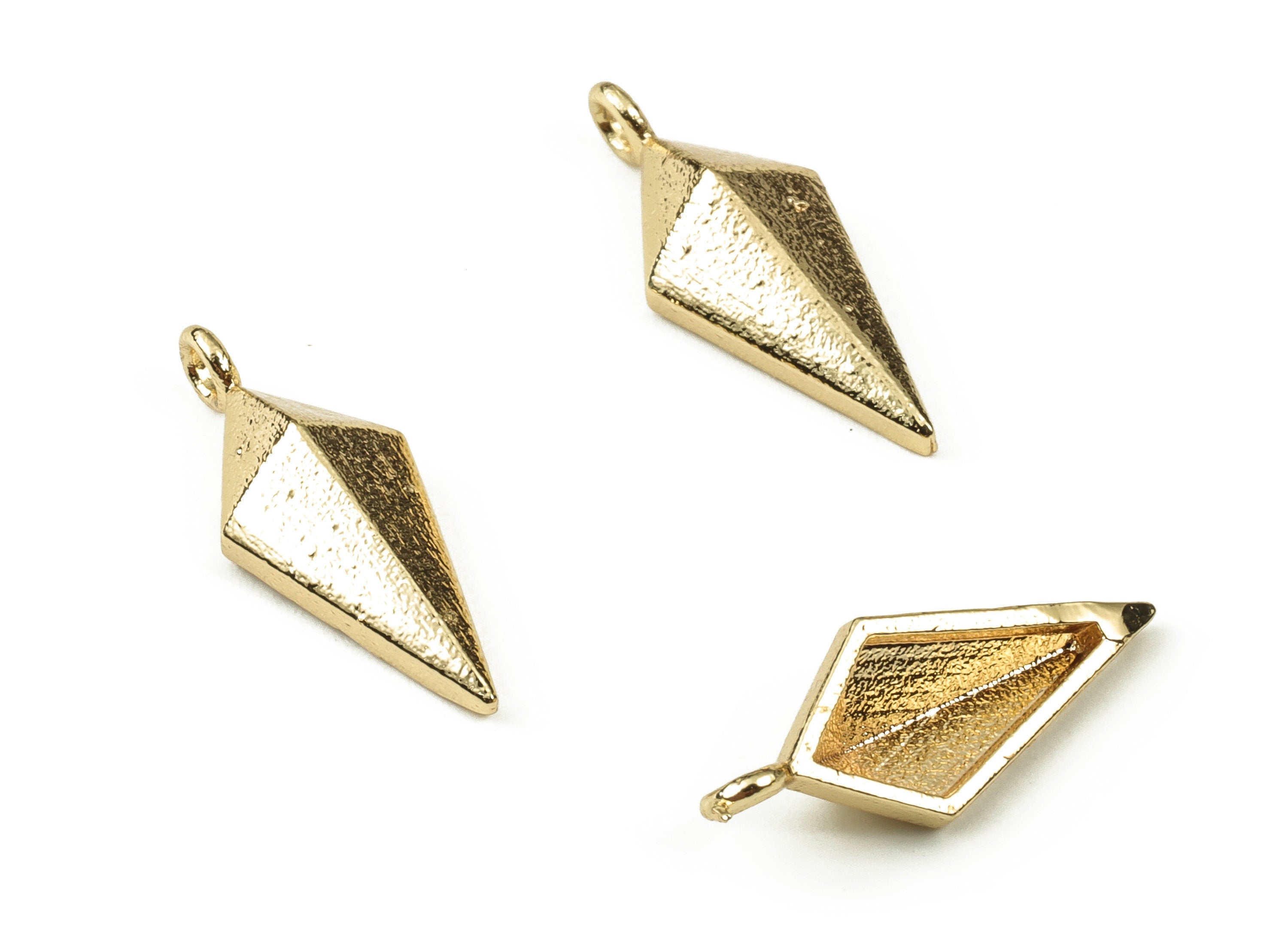 Brass Triangle Earring Charms - Gold Triangle Pendant - 18K Real Gold Plated Brass - Jewelry Making Supplies - 16.66x6.76x3.47mm - RGP3818 - DOMEDBAZAAR