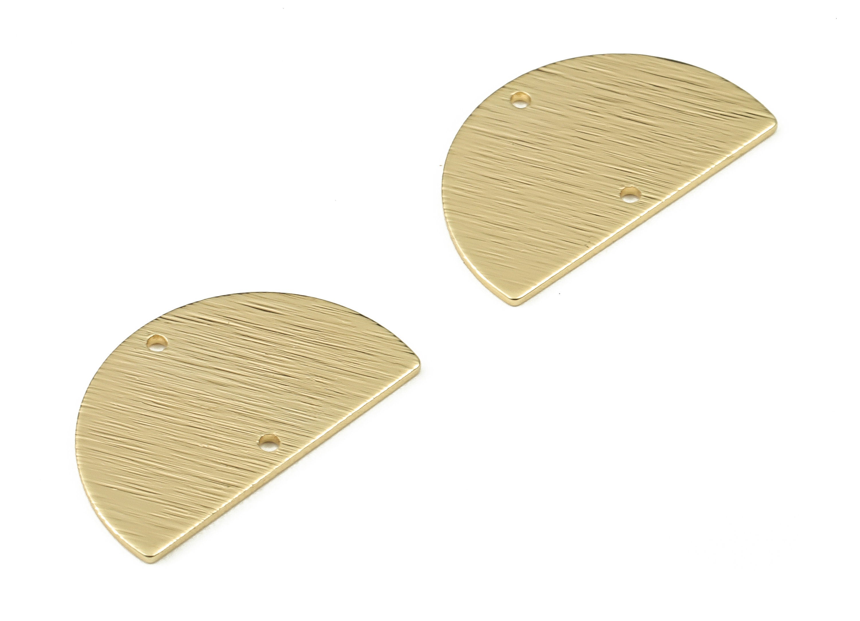 Brass Half Moon Connectors - Gold Textured Semicircle Charms - 18K Real Gold Plated Brass - Jewelry Supplies - 21.54x13.06x0.84mm - RGP3968 - DOMEDBAZAAR