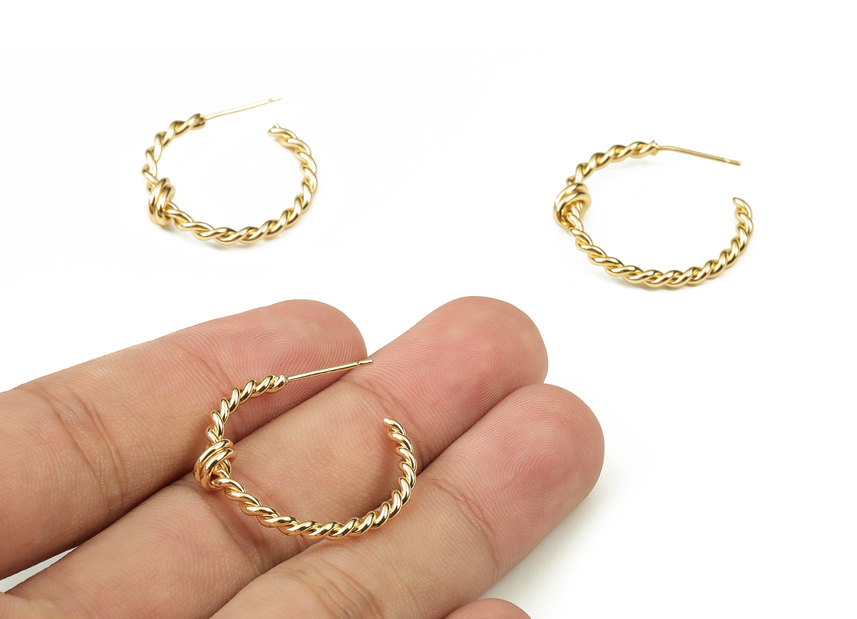 Brass C Earring Post - Gold Spiral Earring Stud - 18K Real Gold Plated Brass - Brass Stud - Jewelry Supplies - 26.12x24.1x5.37mm - RGP3795 - DOMEDBAZAAR