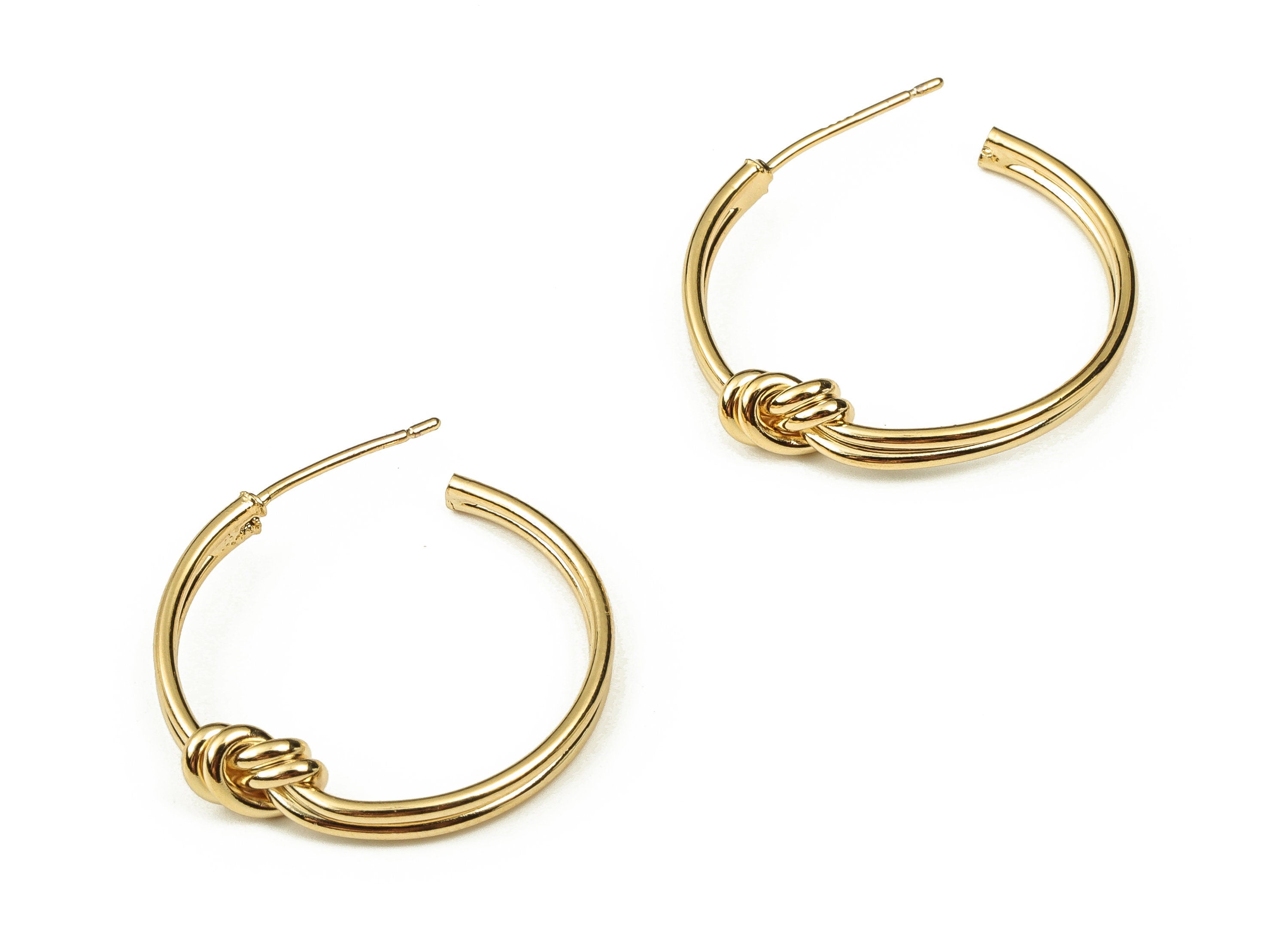 Brass C Earring Post - Gold Knot Earring Stud - 18K Real Gold Plated Brass - Brass Stud - Jewelry Supplies - 23.74x21.12x4.75mm - RGP3796 - DOMEDBAZAAR