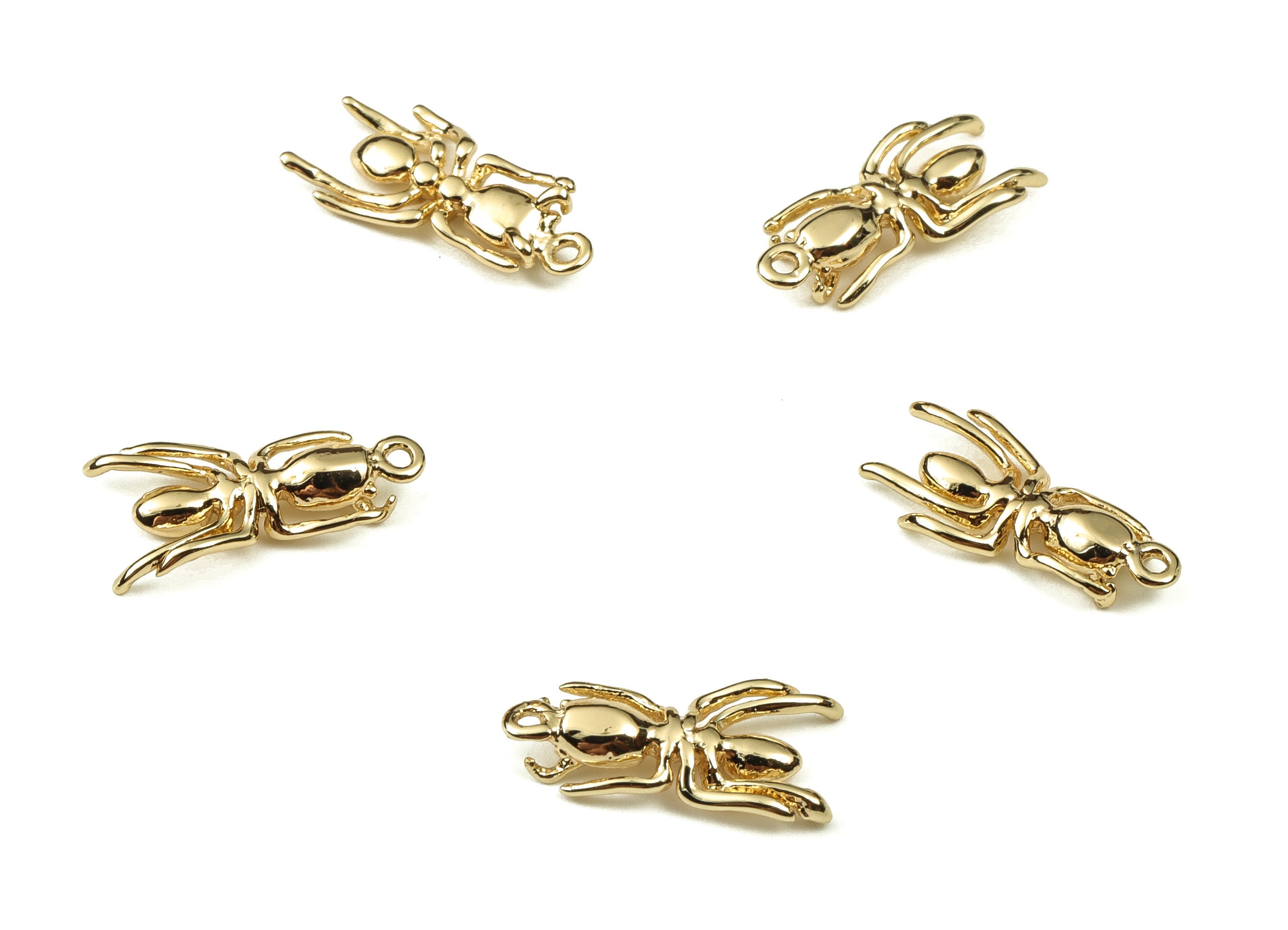 Brass Insects Earring Charms - Gold Insects Pendant - 18K Real Gold Plated Brass - Jewelry Making Supplies - 13.53x5.9x1.7mm - RGP3826 - DOMEDBAZAAR