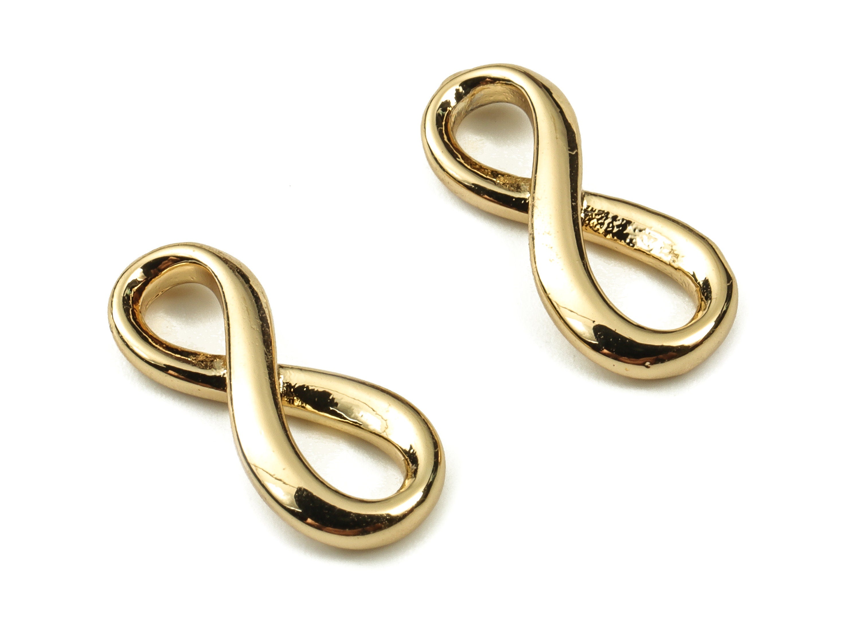 Brass Knot Earring Connector - Gold Number 8 Charms - 18K Real Gold Plated Brass - Jewelry Making Supplies - 14.63x6.52x1.67mm - RGP3843 - DOMEDBAZAAR
