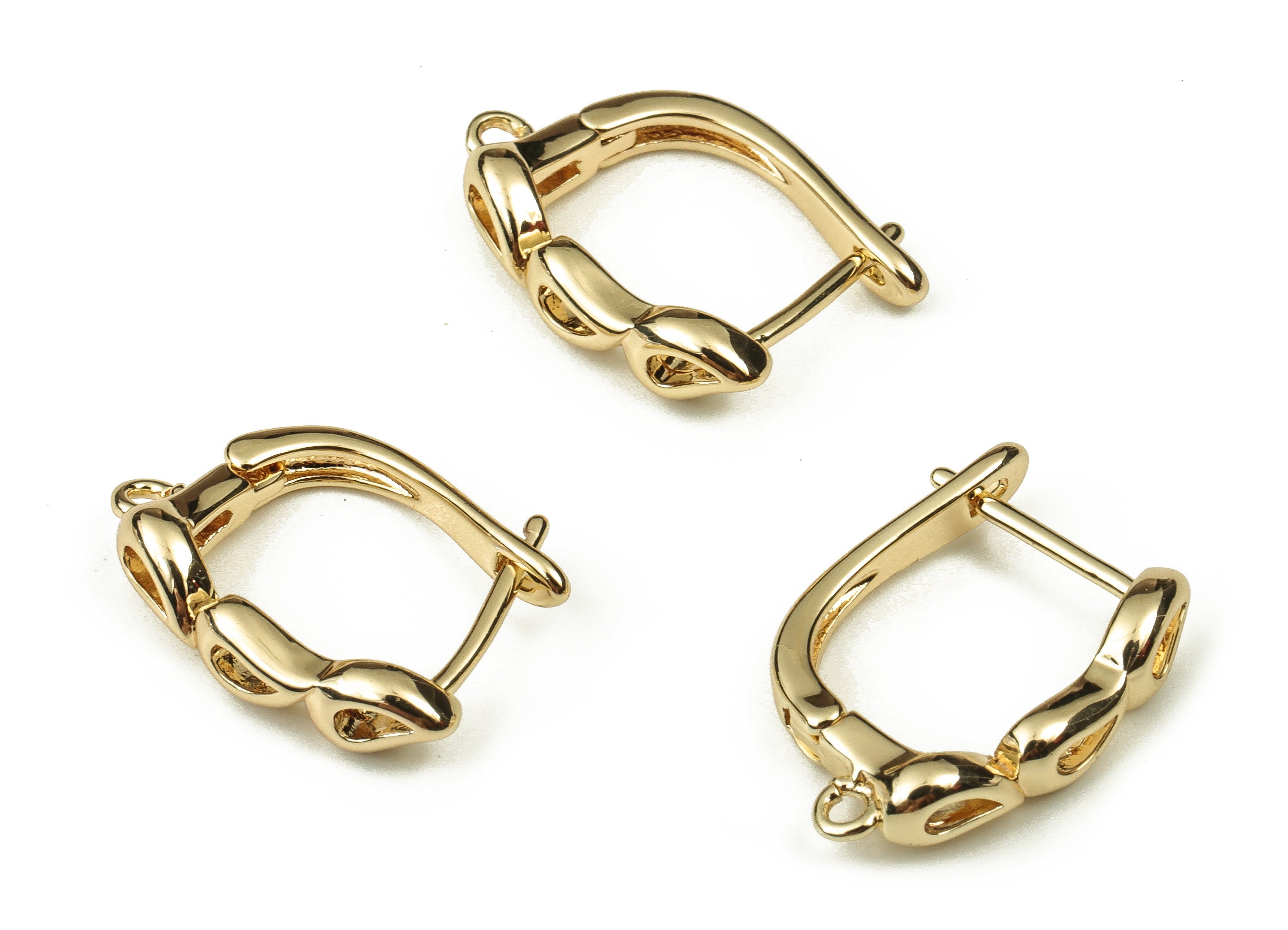 Brass Stud Earring - Drop Stud Earrings - Stainless Steel Stud – Open Ring – 18K Real Gold Plated Brass - 19.1x12.94x2.14mm - RGP3864 - DOMEDBAZAAR