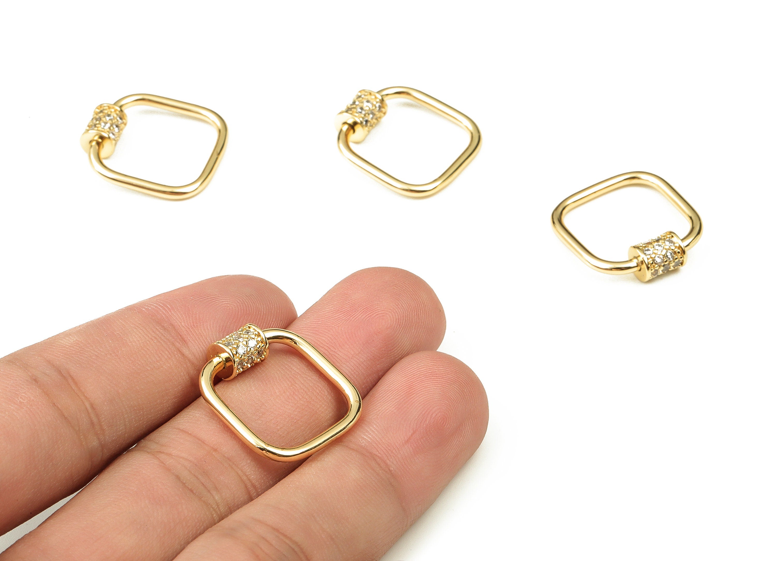 Brass Square Charm Pendant – Zircon Earring Charms - 18k Real Gold Plated Brass Charm – DIY Jewelry Supplies - 21.24x19.68x5.7mm - RGP3858 - DOMEDBAZAAR