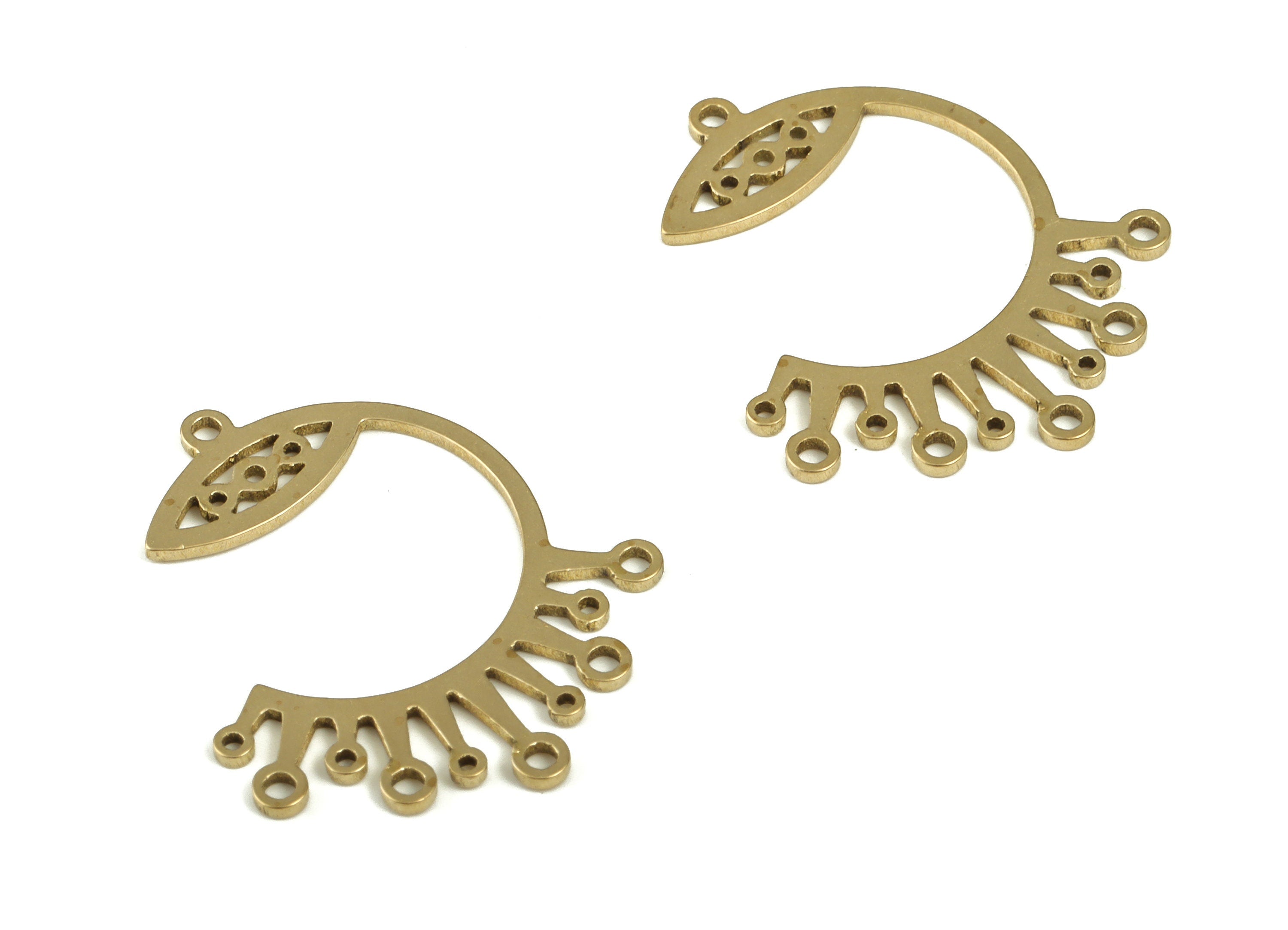 Semi circle Earring Connector - 10 Holes - Raw Brass Eye Earring Charms - Jewelry Making Supplies - 23.99x20.24x0.84mm - PP4228 - DOMEDBAZAAR