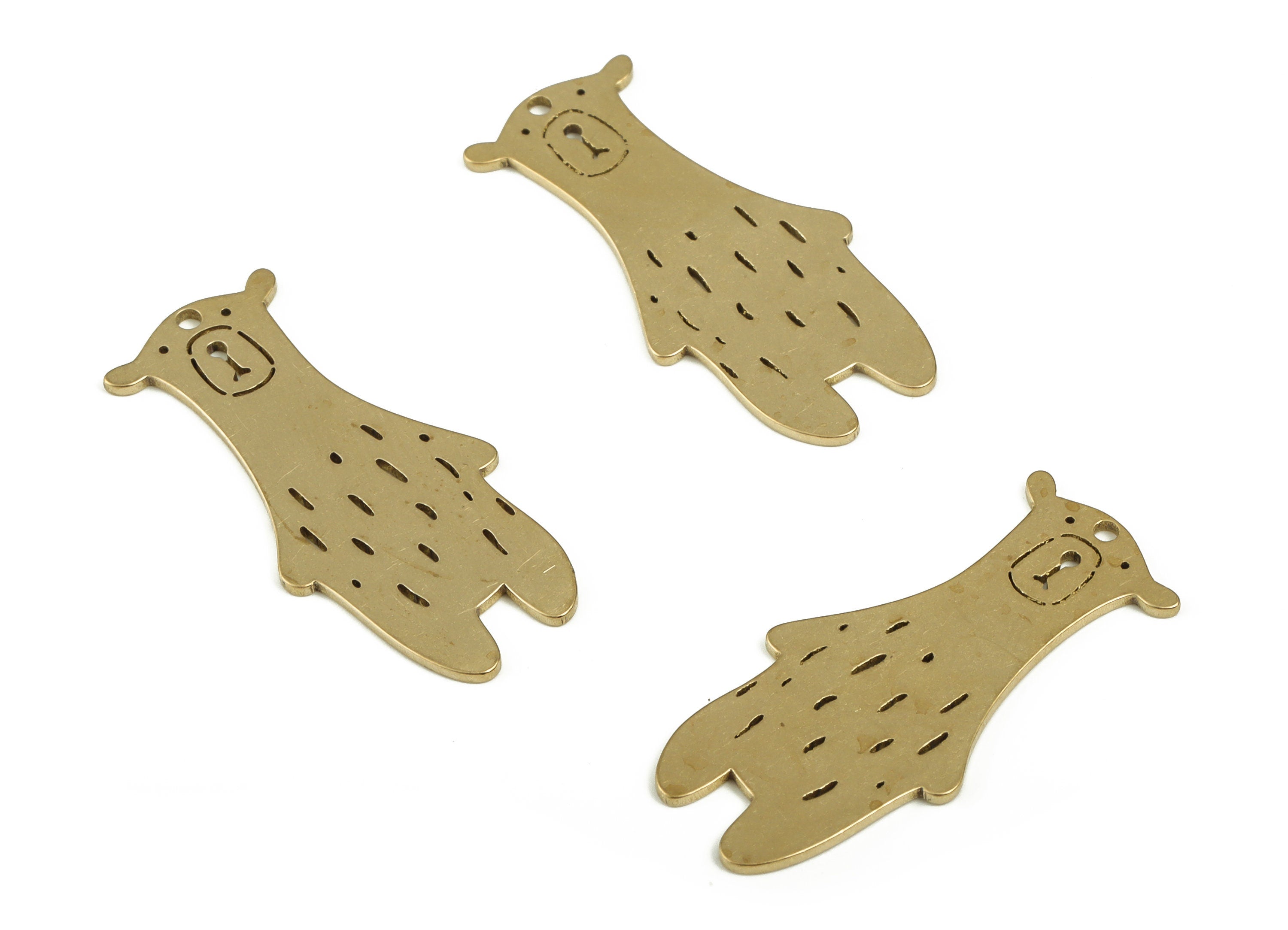 Brass Bear Earring Charms - Raw Brass Bear Pendant Charm - Earrings Finding - Jewelry Making Supplies - 26.91x12.71x0.77mm - PP4193 - DOMEDBAZAAR
