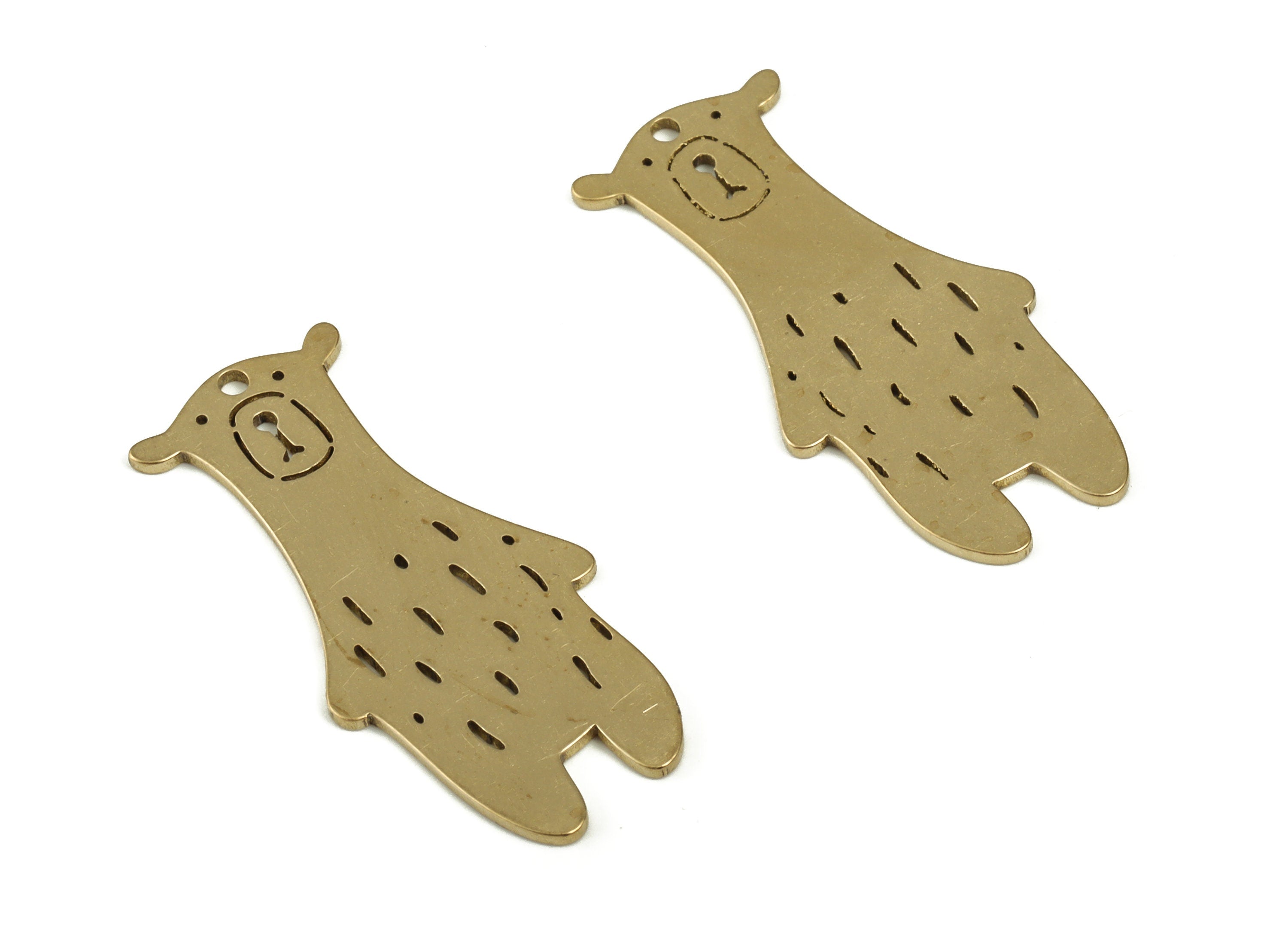 Brass Bear Earring Charms - Raw Brass Bear Pendant Charm - Earrings Finding - Jewelry Making Supplies - 26.91x12.71x0.77mm - PP4193 - DOMEDBAZAAR