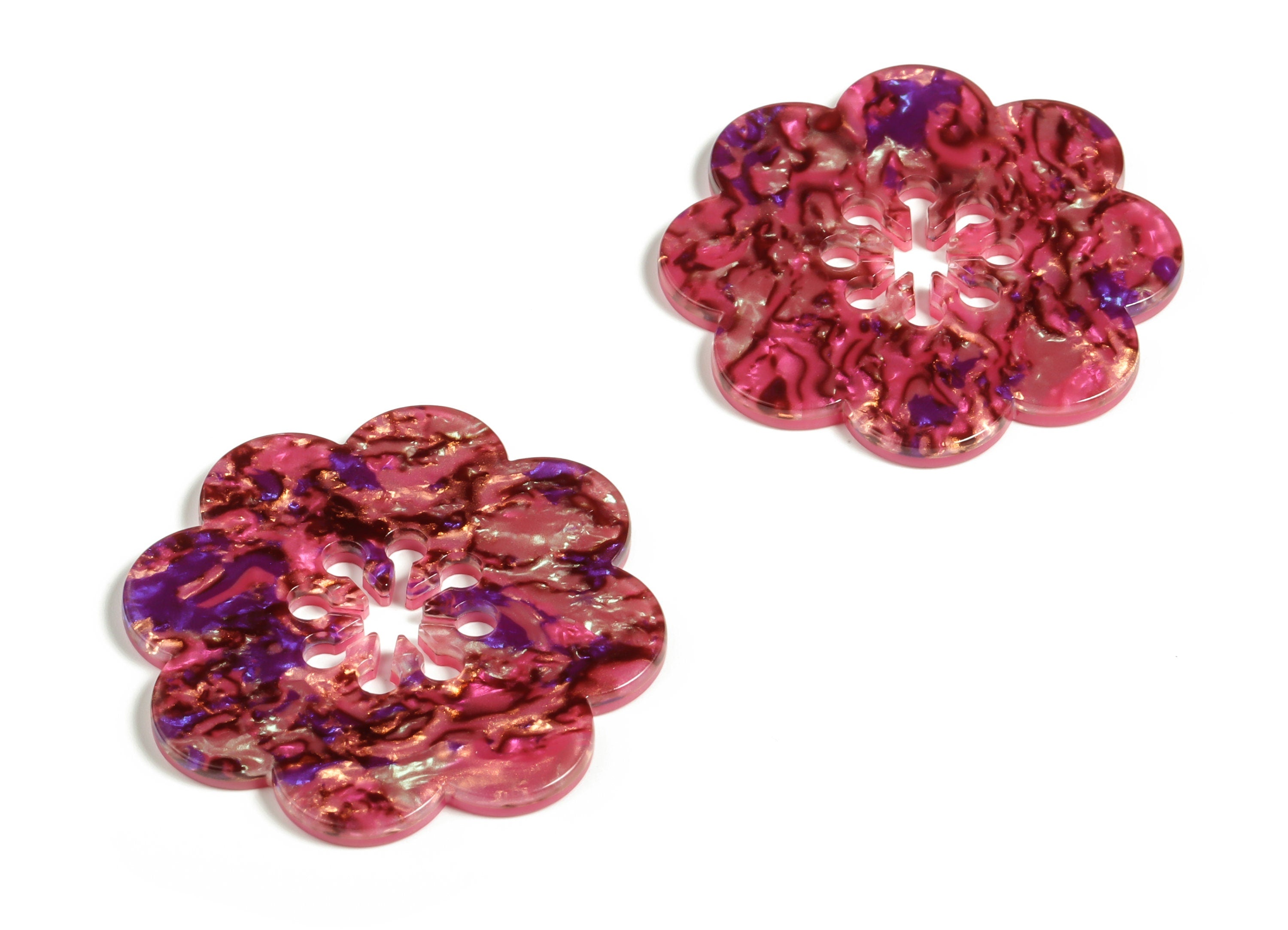 Acrylic Flower Shaped Charm - Flower Earrings Charm - Flower Pendant Charm - Jewelry Supply - Code A651 - 41.83x41.56x2.54mm- AC2291-A651 - DOMEDBAZAAR