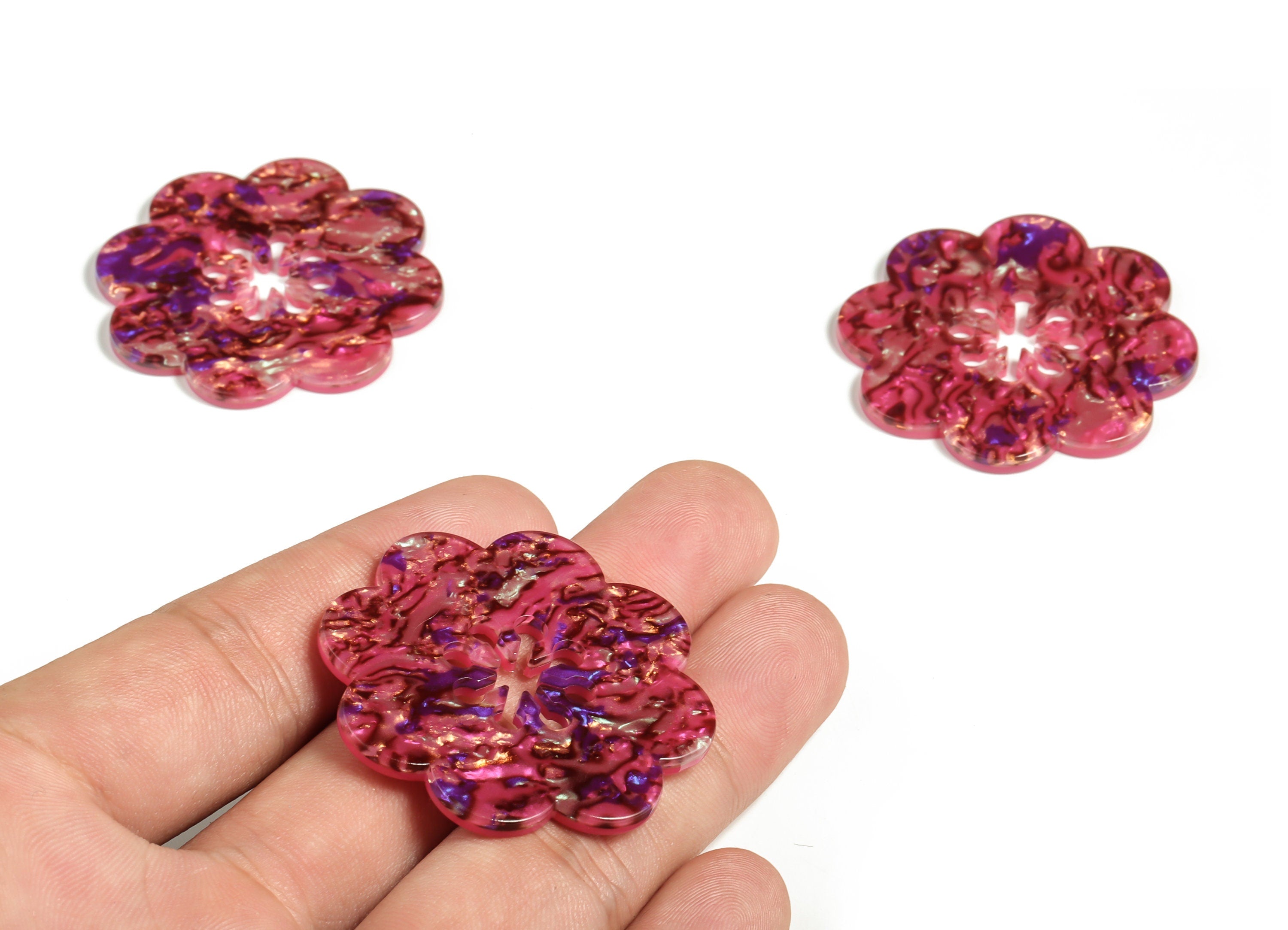 Acrylic Flower Shaped Charm - Flower Earrings Charm - Flower Pendant Charm - Jewelry Supply - Code A651 - 41.83x41.56x2.54mm- AC2291-A651 - DOMEDBAZAAR