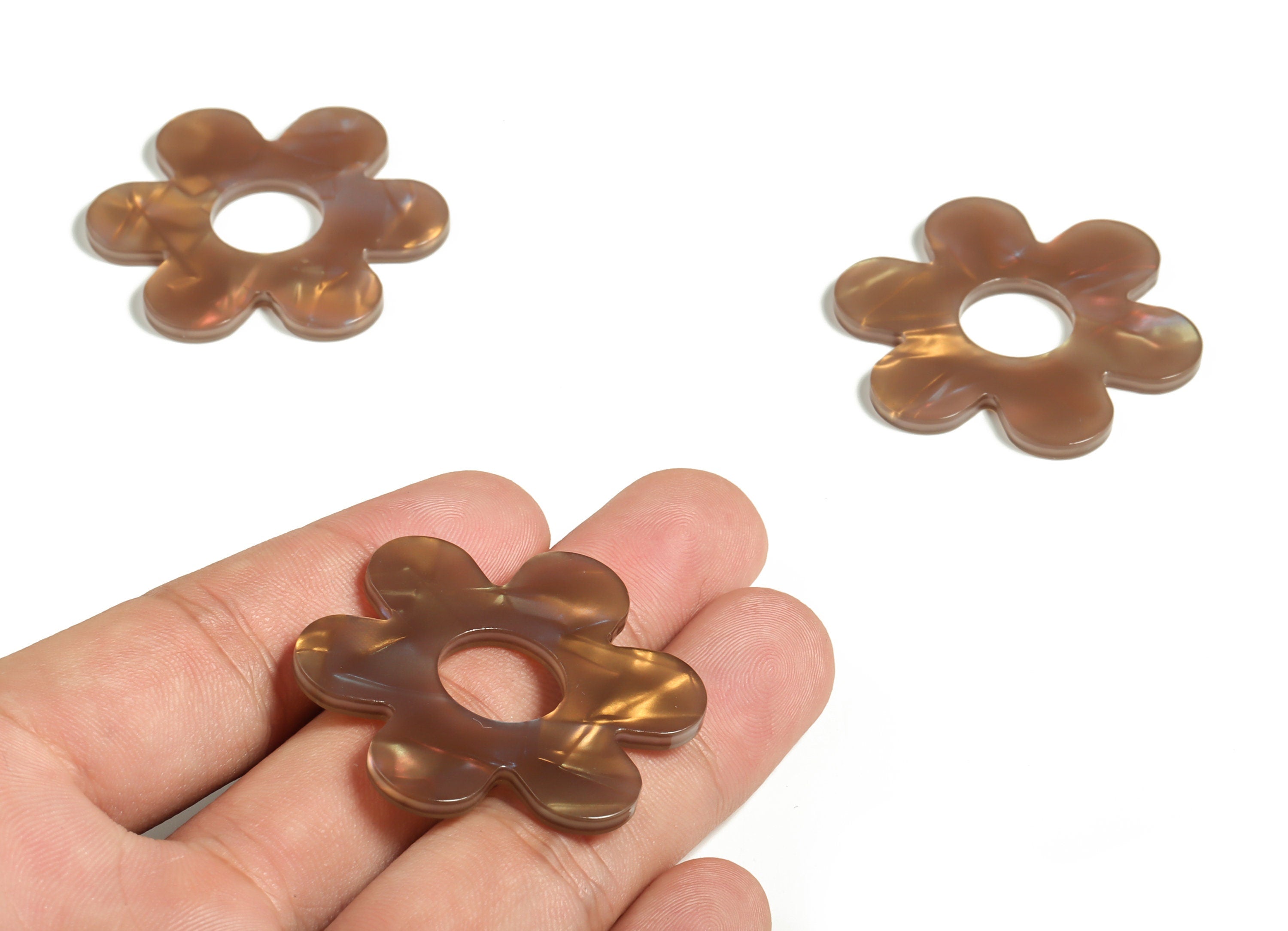 Acrylic Flower Earring Charm – Acrylic Flower Pendant – DIY Jewelry Making Supplies - Color Code: A653 - 42.06x41.94x2.54mm - AC2290-A653 - DOMEDBAZAAR