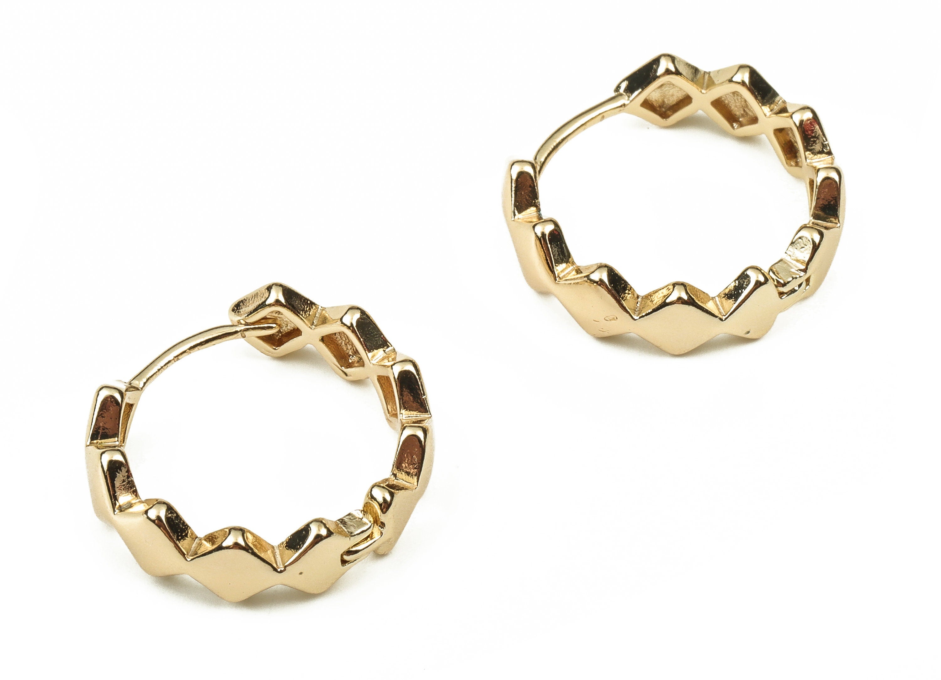 Round Huggie Hoop Earrings – Stylish Stud Earrings - 18K Real Gold Plated Brass Hoops – Dainty Hoop Earrings - 20.01x18.18x2.19mm - RGP3839 - DOMEDBAZAAR