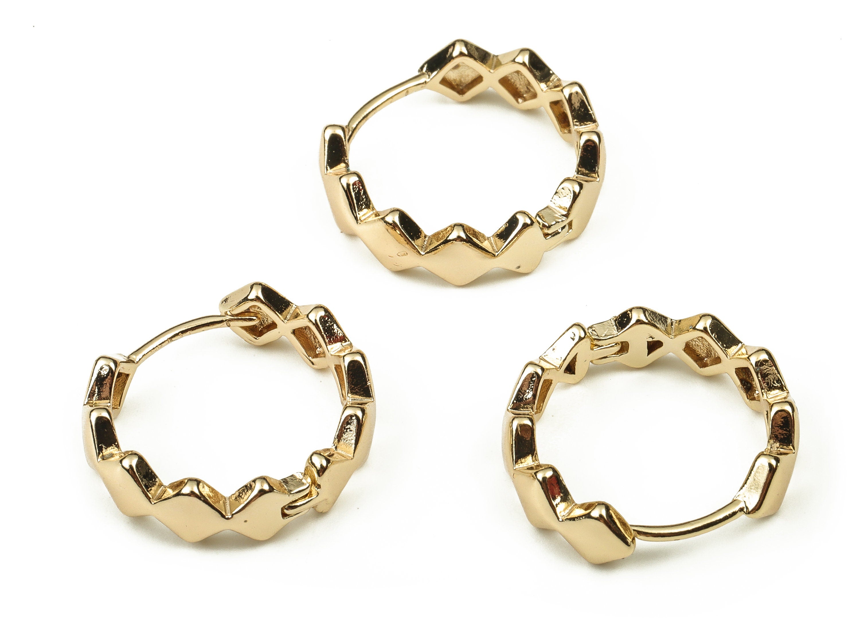 Round Huggie Hoop Earrings – Stylish Stud Earrings - 18K Real Gold Plated Brass Hoops – Dainty Hoop Earrings - 20.01x18.18x2.19mm - RGP3839 - DOMEDBAZAAR