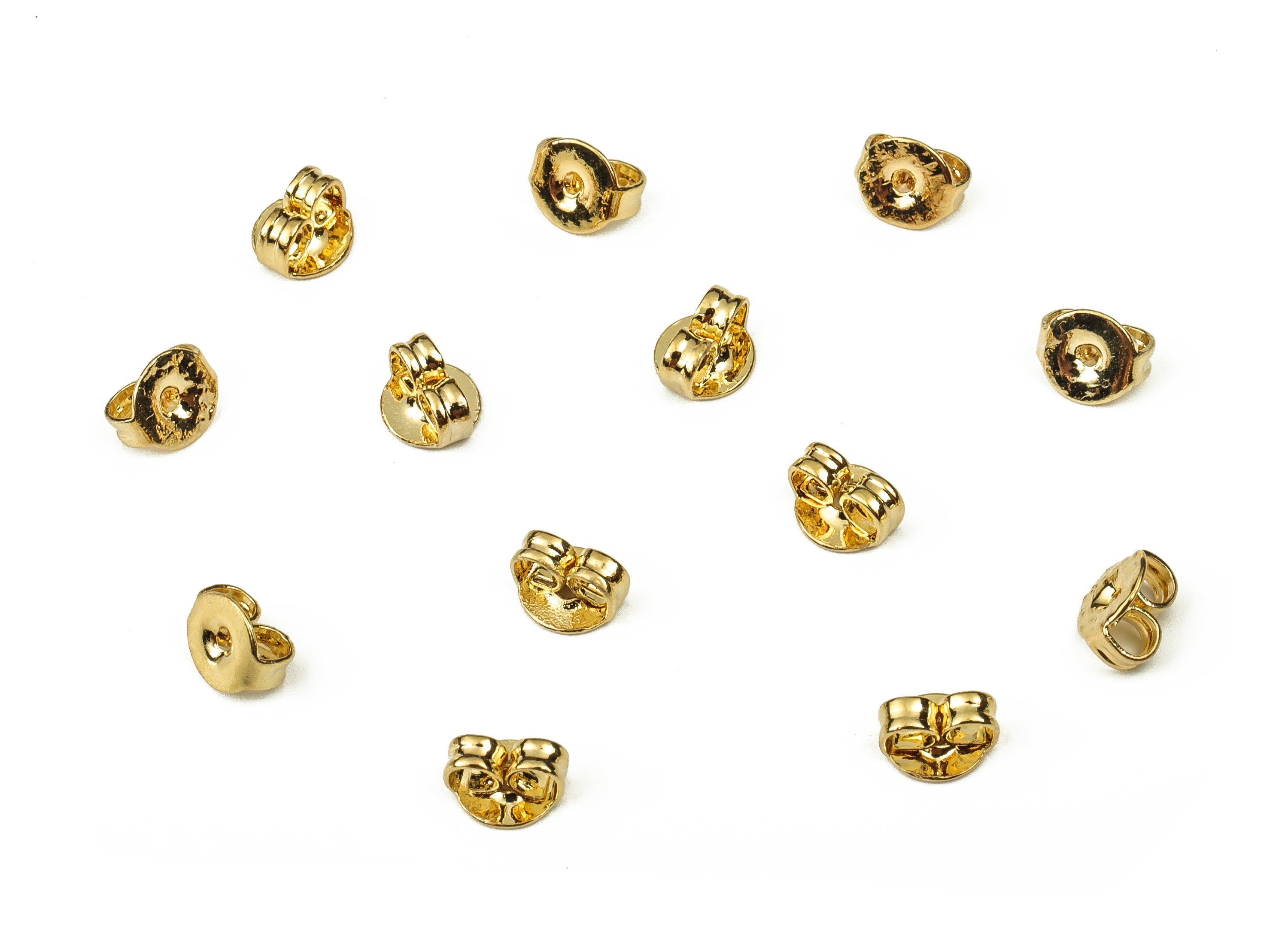 Brass Earring Stud Back - Gold Earring Post Nuts & Earring Wire Backs - 18K Real Gold Plated Brass - 5.21x4.61x2.71mm - RGP3757 - DOMEDBAZAAR