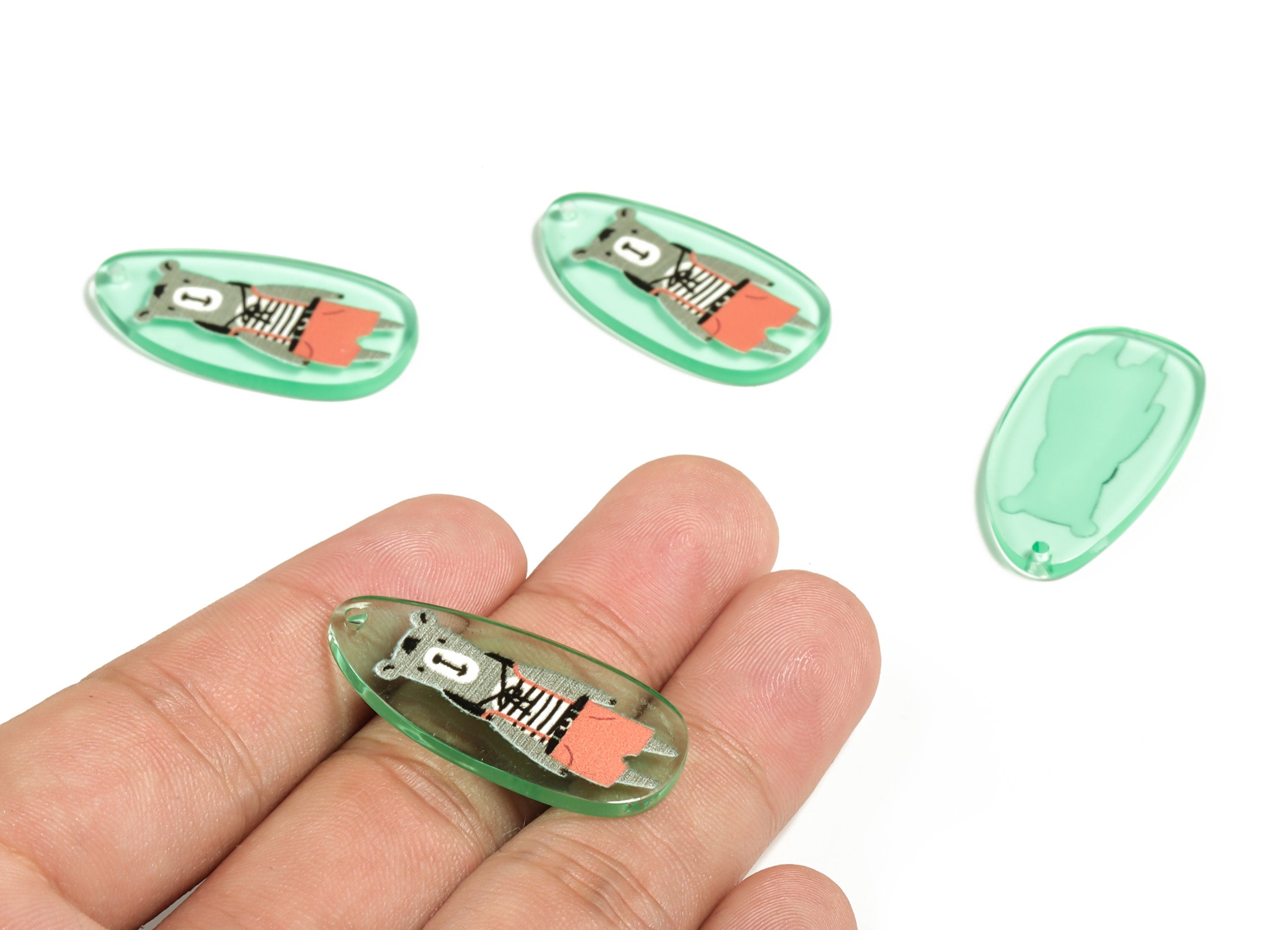 Acrylic Bear Charm Pendant - Bear Earring Charm - Acrylic Charm Jewelry Findings - DIY Charm Making Supplies -35.25x18.18x2.31mm- AC2287 - DOMEDBAZAAR