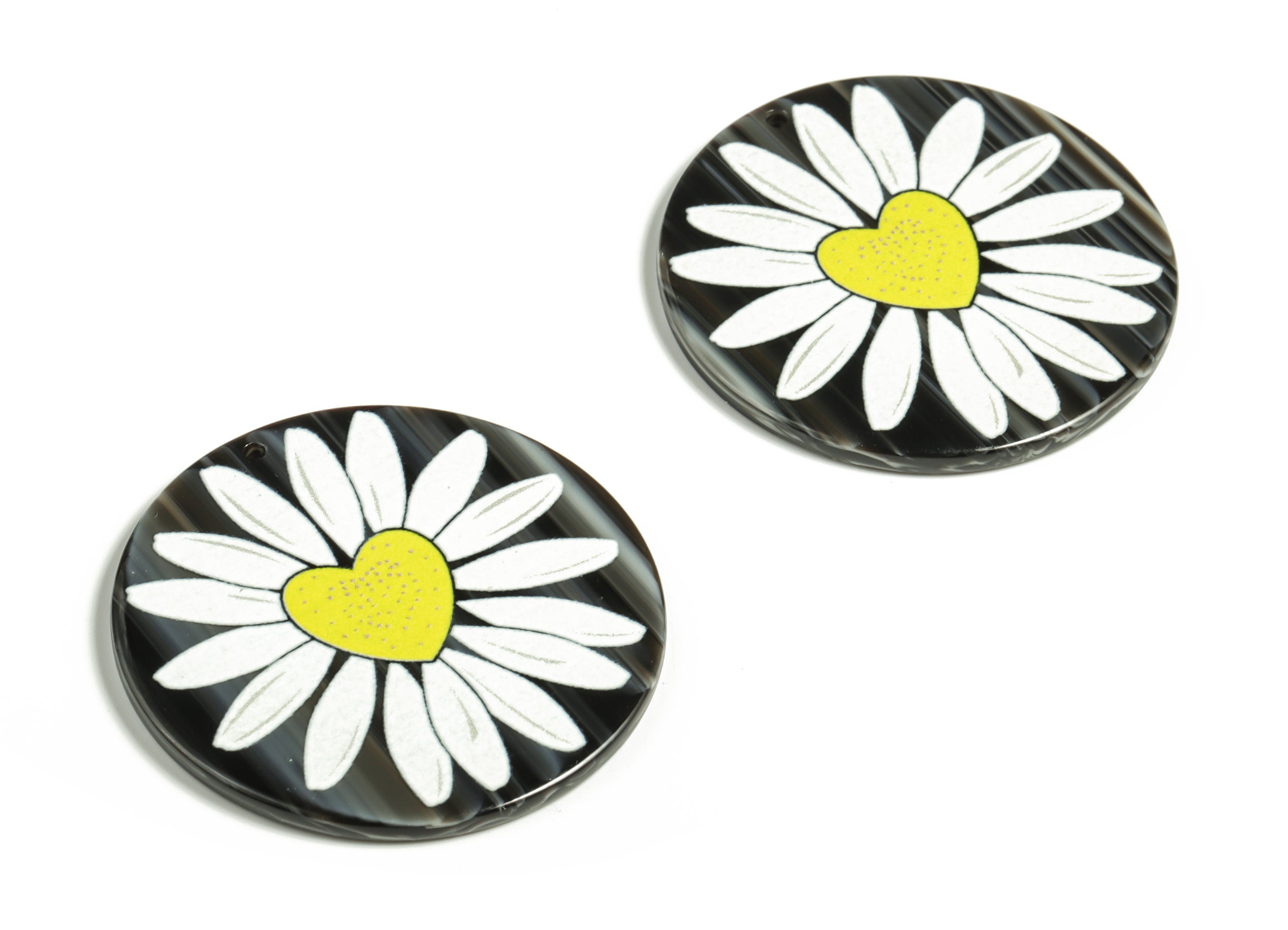Acetate Round Flower Charm – Round Pendant Charm - Flower Earring Charm – DIY Jewelry Making Supplies -39.65x39.61x2.66mm- AC2283 - DOMEDBAZAAR