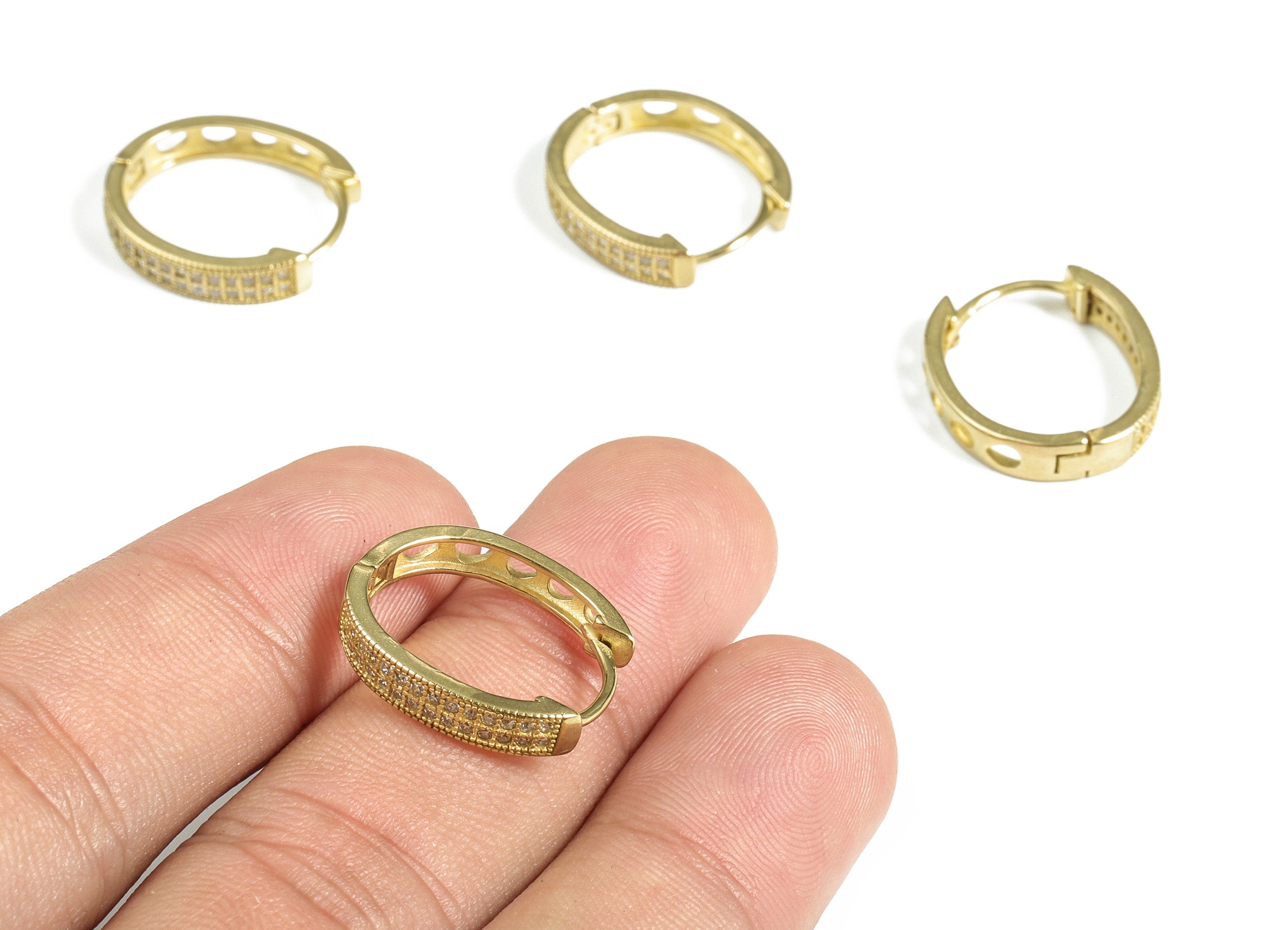 Brass Round Huggie Hoop Earrings – Circle Zircon Hoop Earrings – Dainty Earrings for Women - Jewelry Supplies - 18.73x16.99x1.63mm - PP4061 - DOMEDBAZAAR