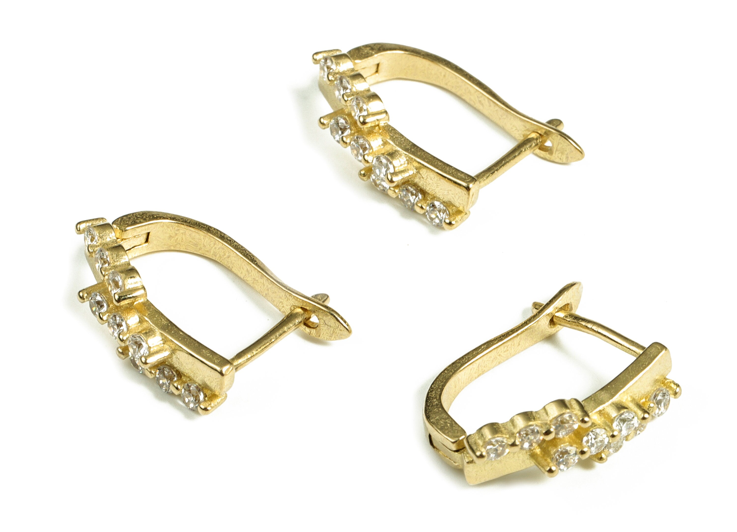 Brass Stud Earrings – Raw Brass Women Zircon Stud Earrings - Hoop Stud - Gift for Her - Jewelry Supplies - 18.22×14.42×3.31mm - PP4067 - DOMEDBAZAAR