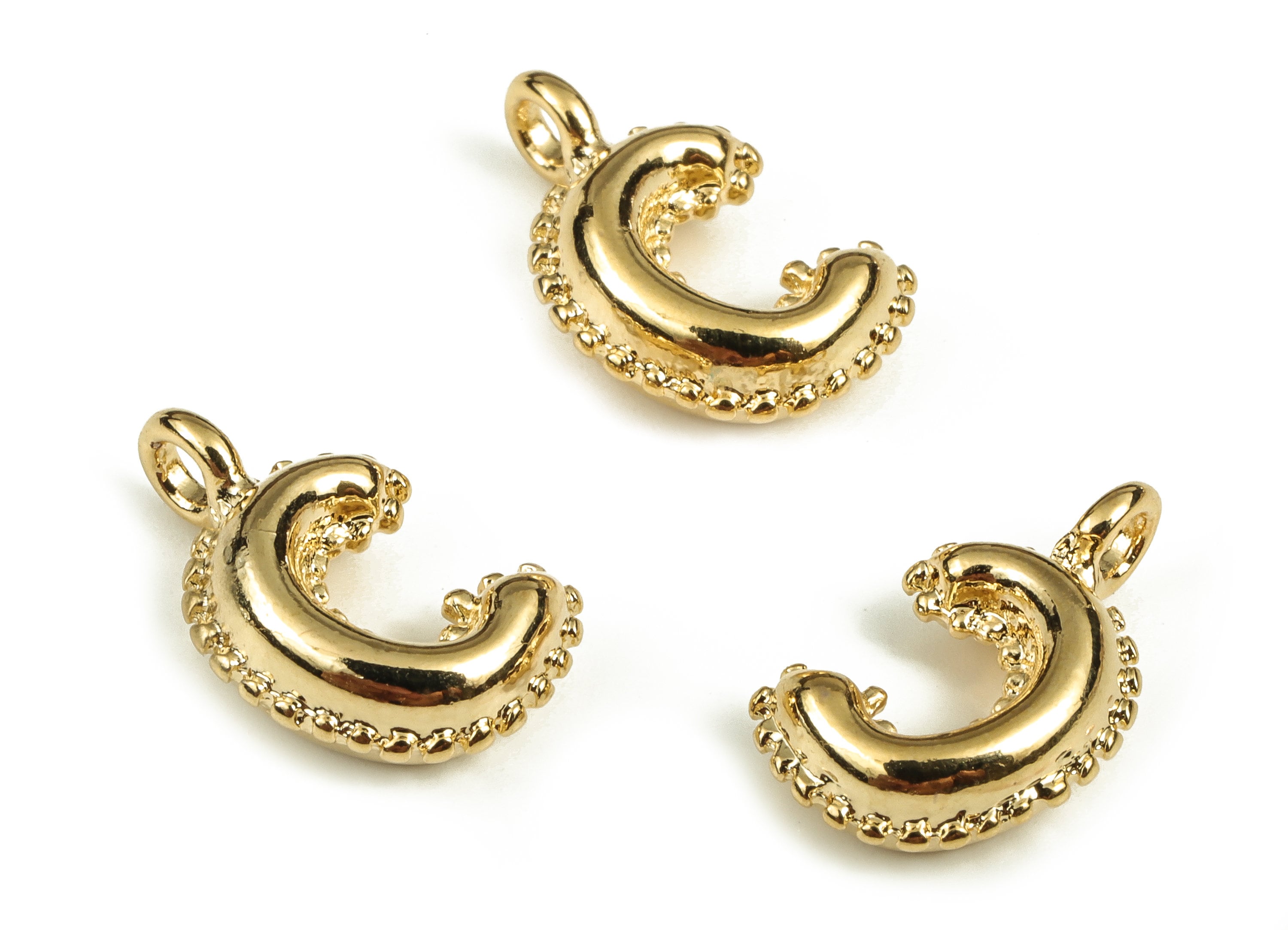 Brass The letter C Earring Charms - Gold The letter C Pendant - 18K Real Gold Plated Brass - Jewelry Supplies - 14.49x8.66x4.12mm - RGP3737C - DOMEDBAZAAR