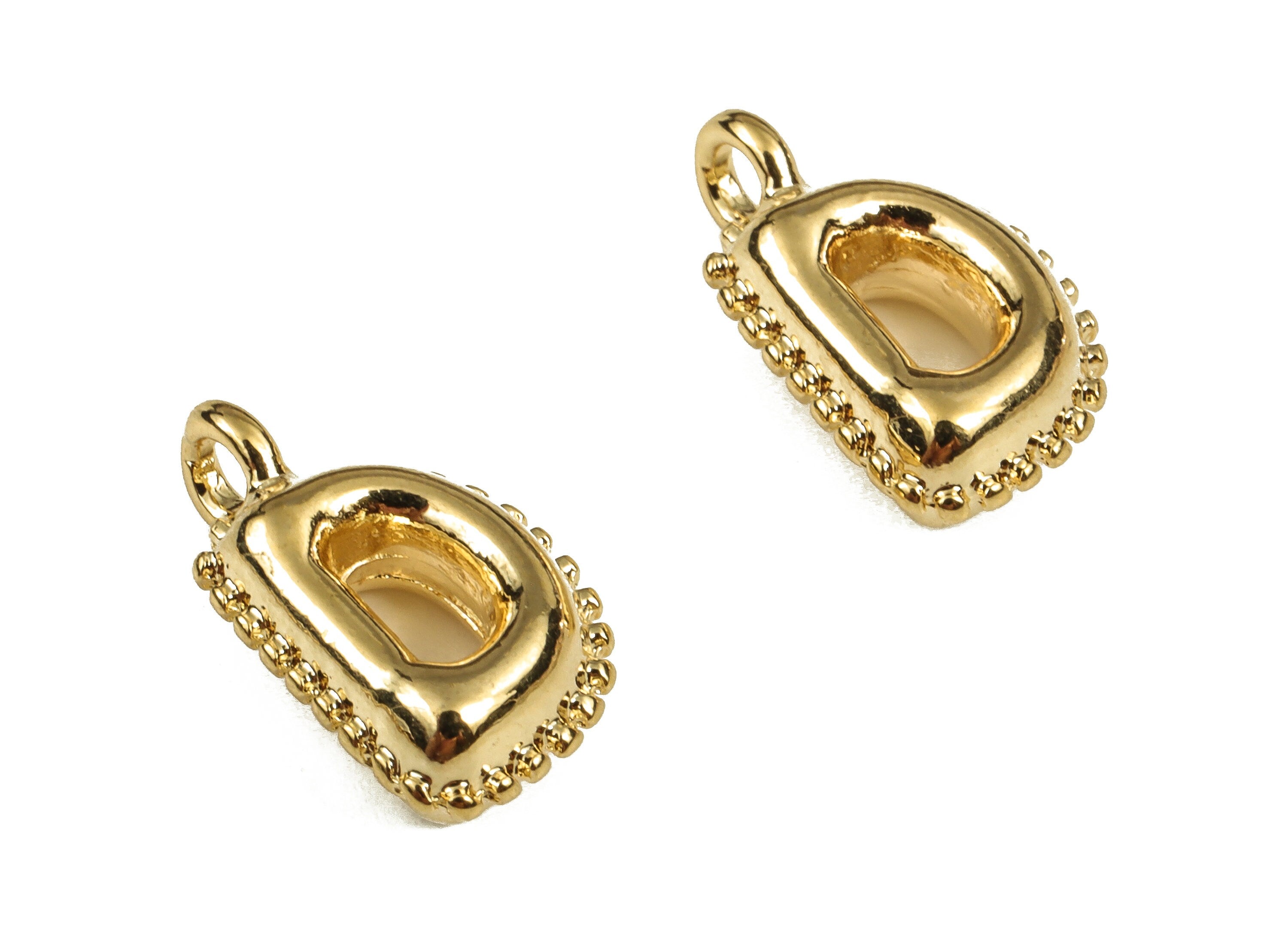 Brass The letter D Earring Charms - Gold The letter D Pendant - 18K Real Gold Plated Brass - Jewelry Supplies - 14.54x8.18x4.38mm - RGP3737D - DOMEDBAZAAR