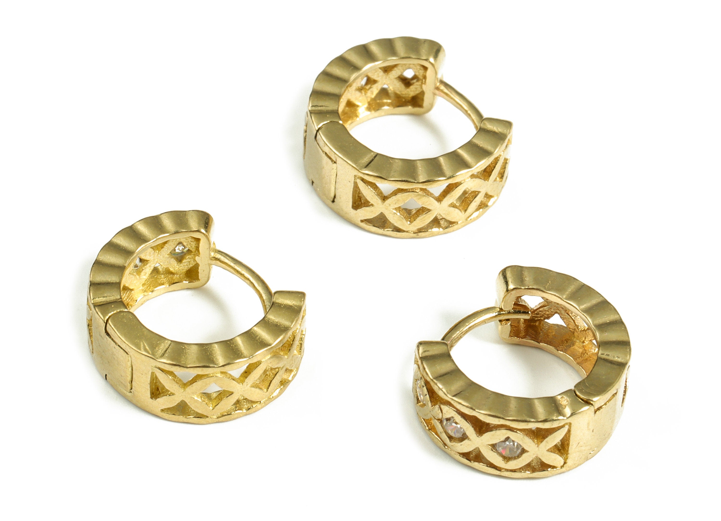 Brass Huggies Hoop Earring - Zircon Stud Earring – Helix Hoop Earrings – Earring Finding - Jewelry Supplies - 13.75×12.64×2.06mm - PP4069 - DOMEDBAZAAR