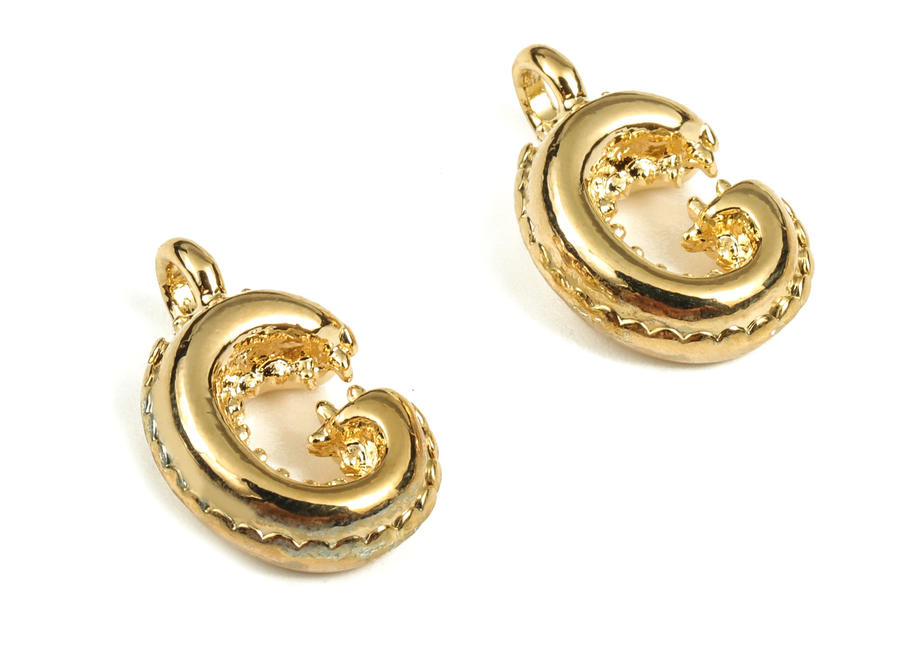 Brass The letter G Earring Charms - Gold The letter G Pendant - 18K Real Gold Plated Brass - Jewelry Supplies - 13.25x8.23x3.62mm - RGP3737G - DOMEDBAZAAR