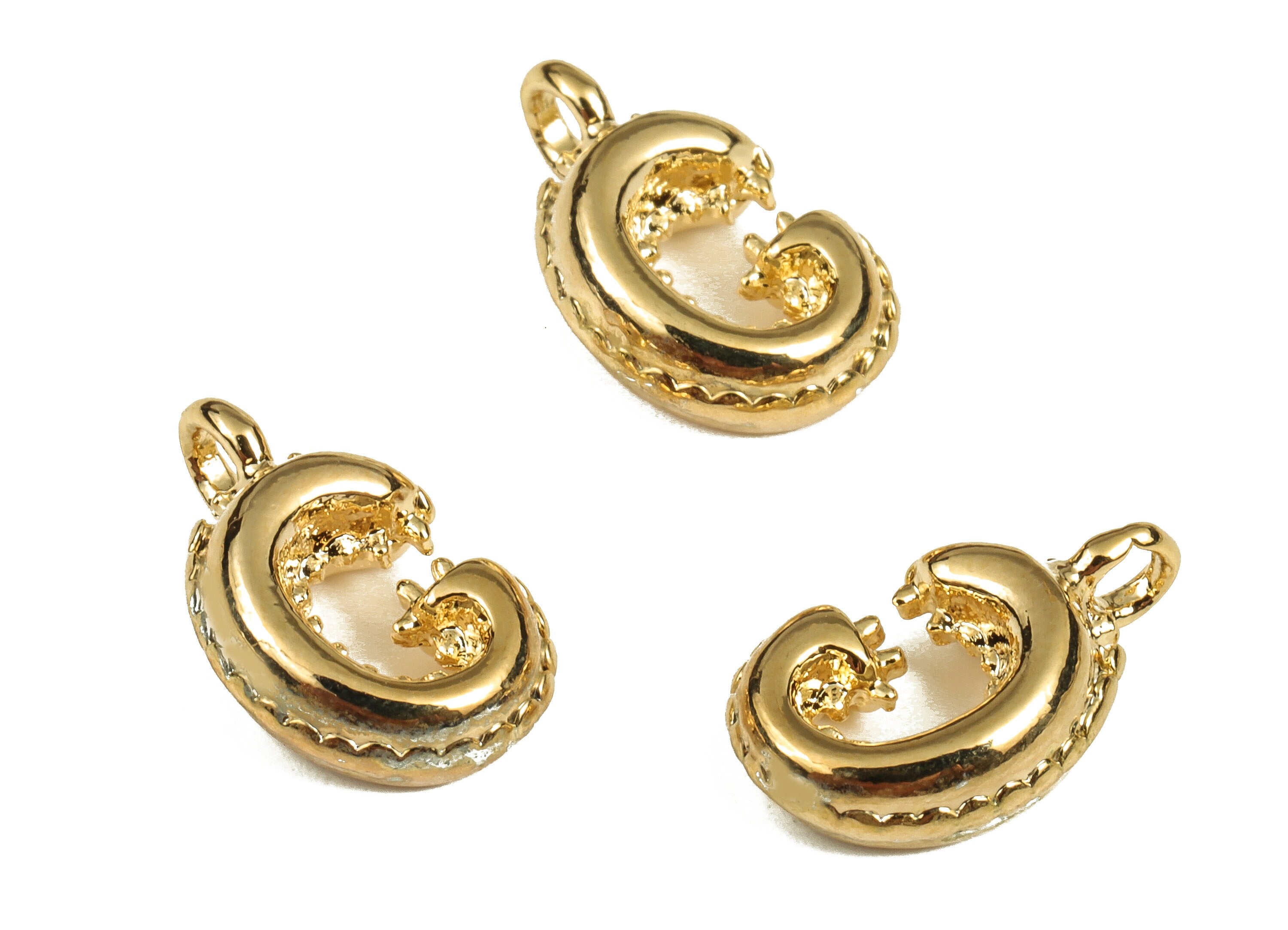 Brass The letter G Earring Charms - Gold The letter G Pendant - 18K Real Gold Plated Brass - Jewelry Supplies - 13.25x8.23x3.62mm - RGP3737G - DOMEDBAZAAR