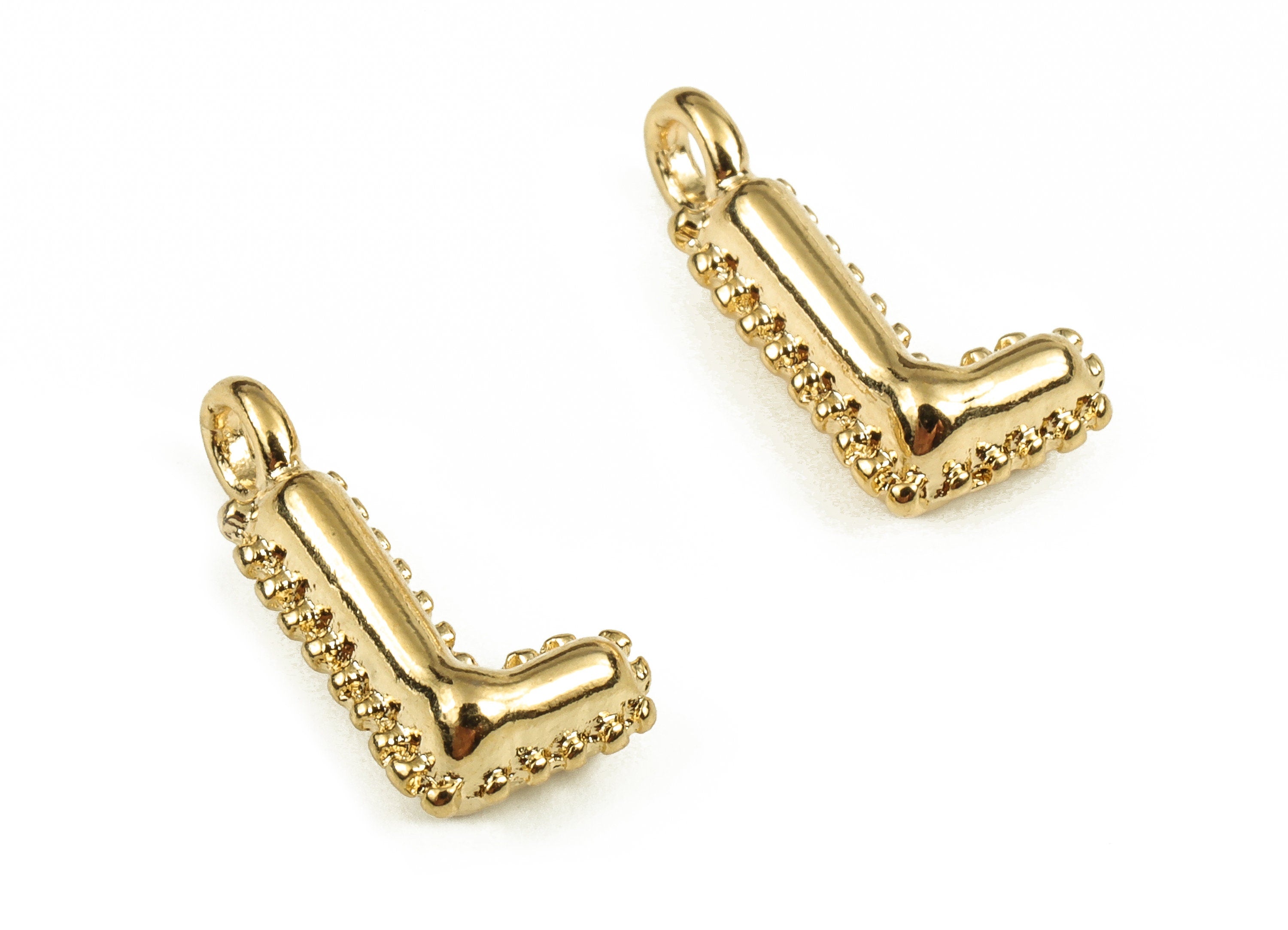 Brass The letter L Earring Charms - Gold The letter L Pendant - 18K Real Gold Plated Brass - Jewelry Supplies - 14.19x7.17x3.98mm - RGP3737L - DOMEDBAZAAR