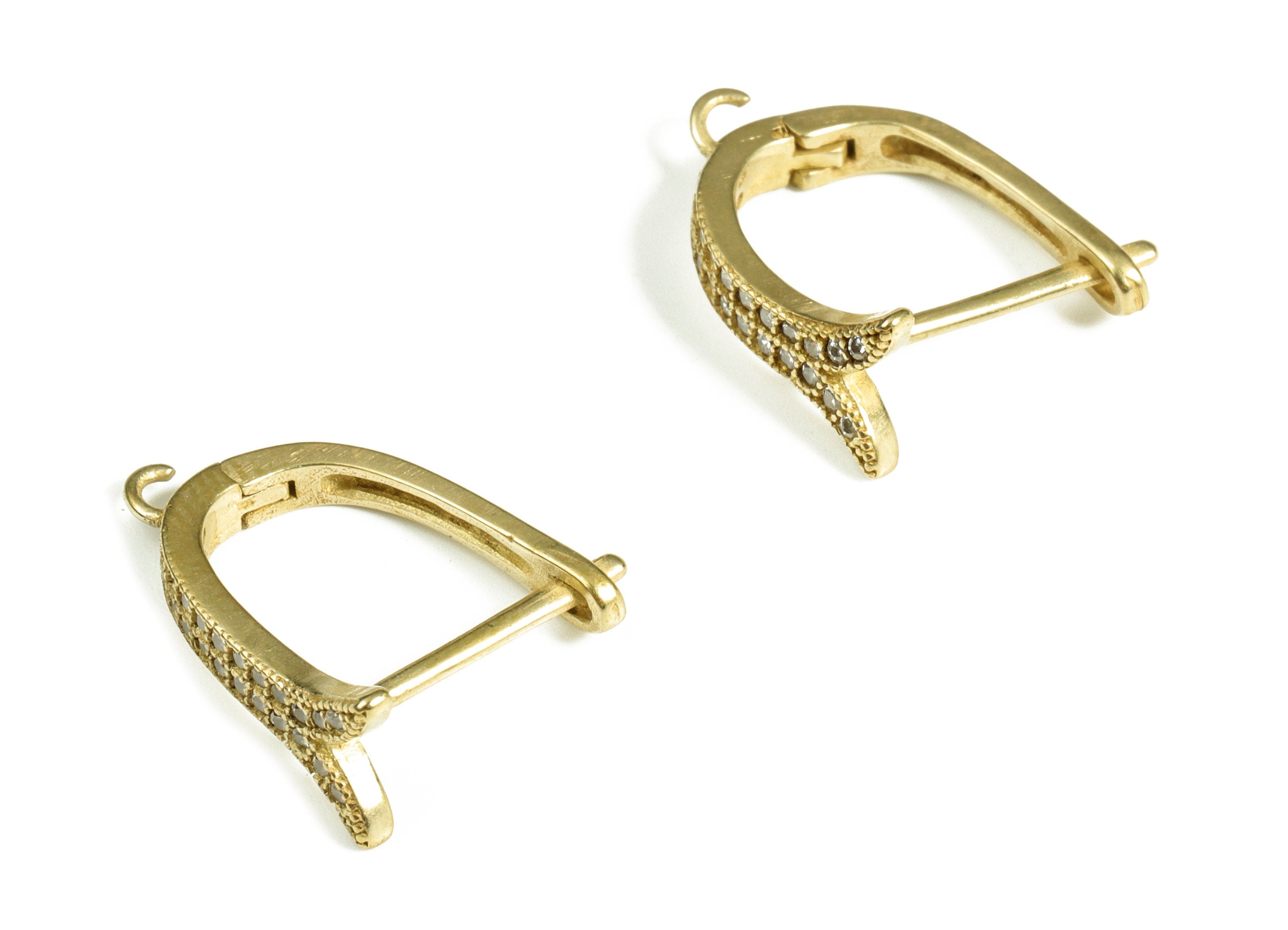 Brass Stud Earring – Zircon Earring Stud – Open Ring Zircon Earring For Jewelry Making – Earring Finding - 17.89× 13.79×1.54mm - PP4075 - DOMEDBAZAAR