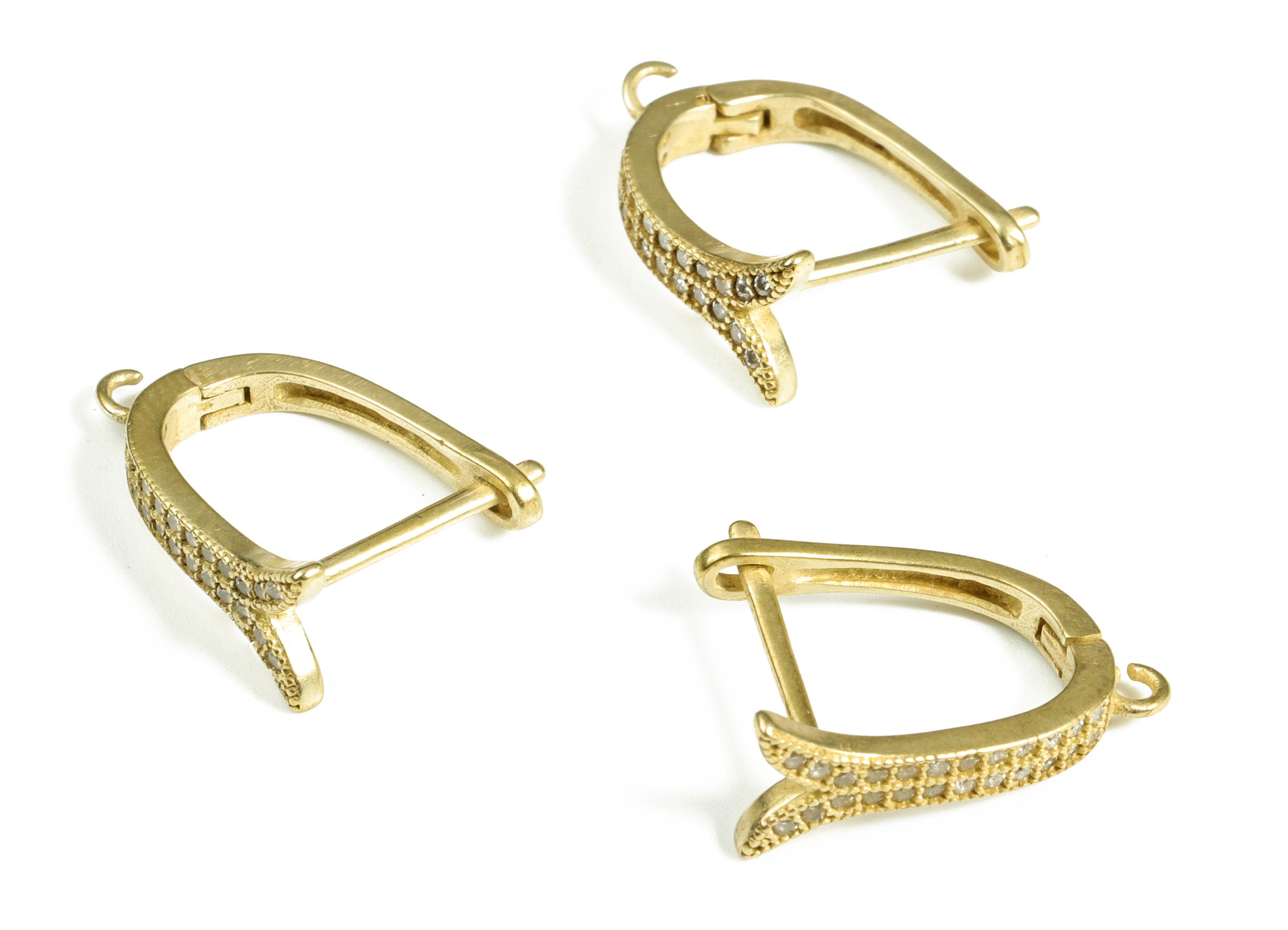Brass Stud Earring – Zircon Earring Stud – Open Ring Zircon Earring For Jewelry Making – Earring Finding - 17.89× 13.79×1.54mm - PP4075 - DOMEDBAZAAR