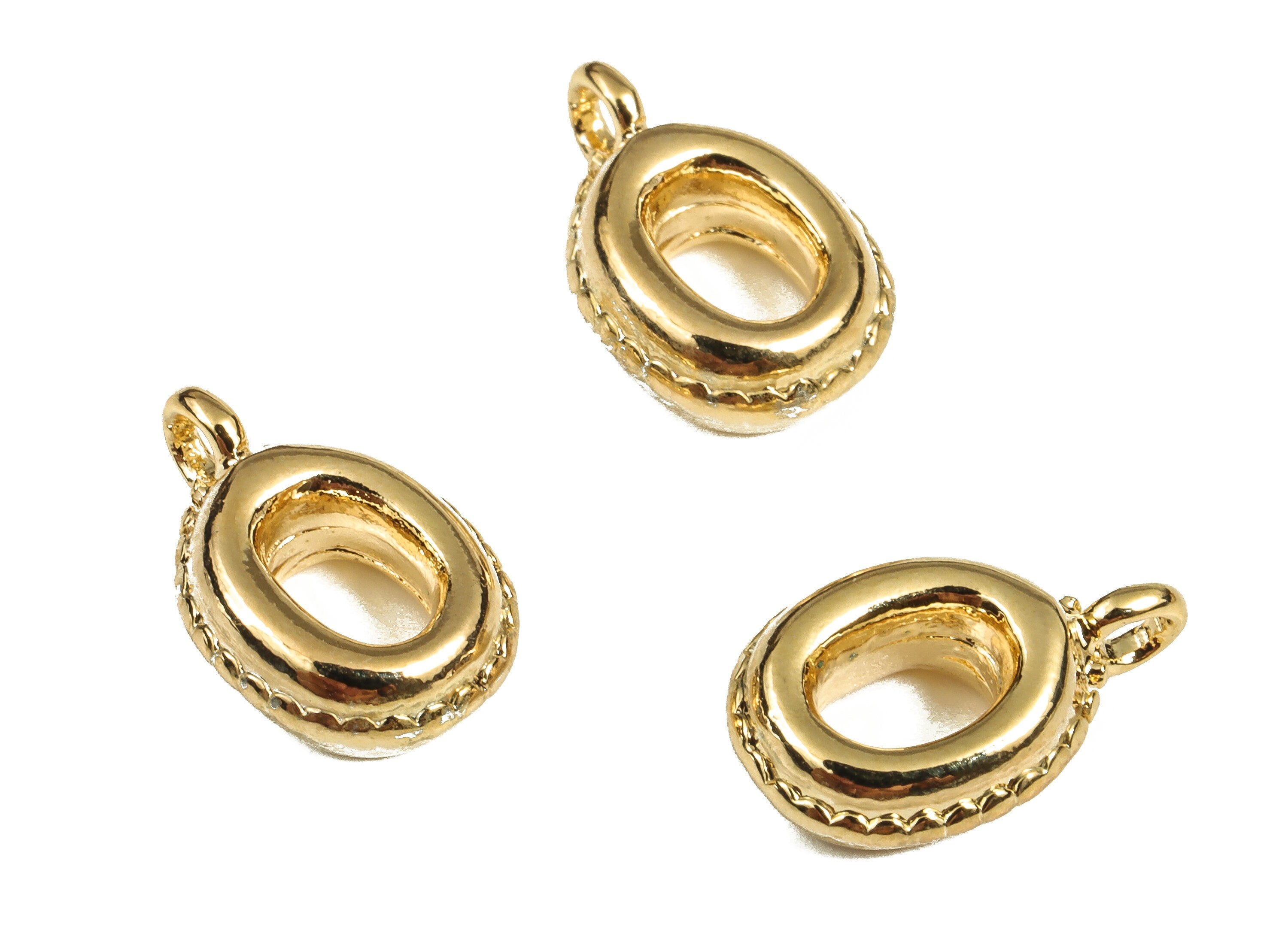 Brass The letter O Earring Charms - Gold The letter O Pendant - 18K Real Gold Plated Brass - Jewelry Supplies - 13.7x9.09x3.93mm - RGP3737O - DOMEDBAZAAR