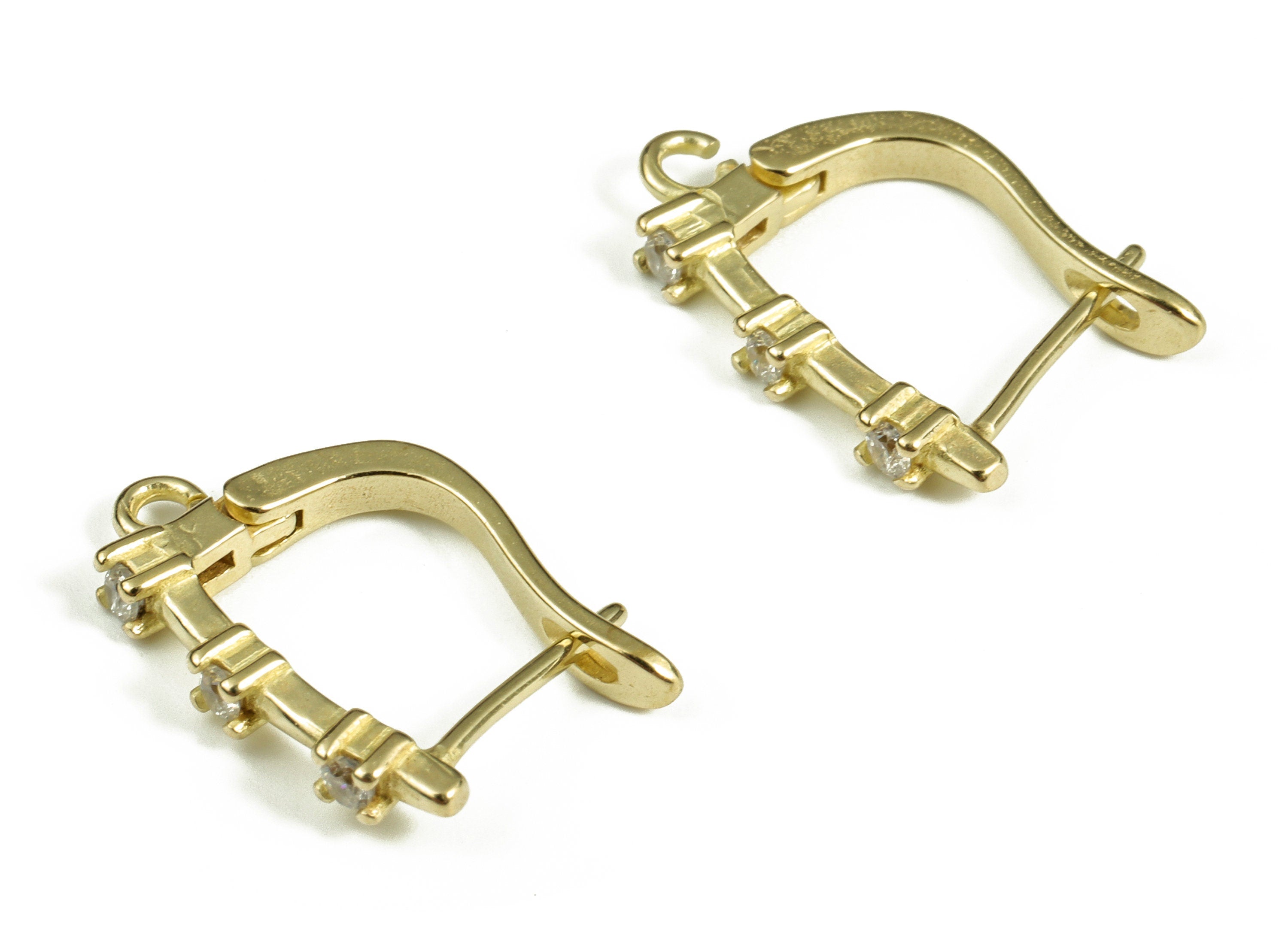 Brass Stud Earrings - Zircon Stud Earring - Open Ring Zircon Earring – DIY Earring Finding - Jewelry Supplies - 19.47×12.64×2.45mm - PP4079 - DOMEDBAZAAR