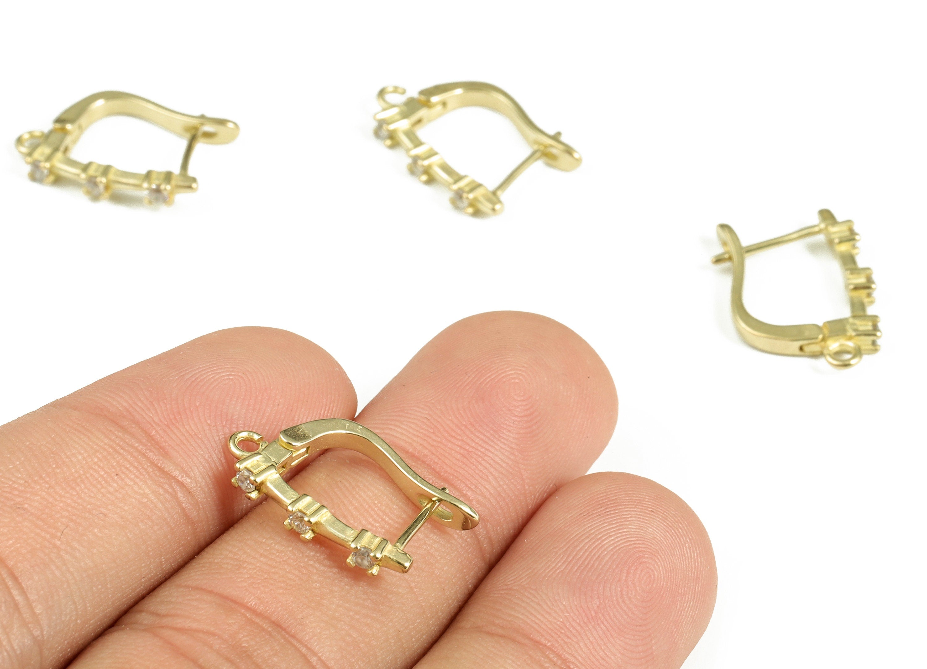 Brass Stud Earrings - Zircon Stud Earring - Open Ring Zircon Earring – DIY Earring Finding - Jewelry Supplies - 19.47×12.64×2.45mm - PP4079 - DOMEDBAZAAR