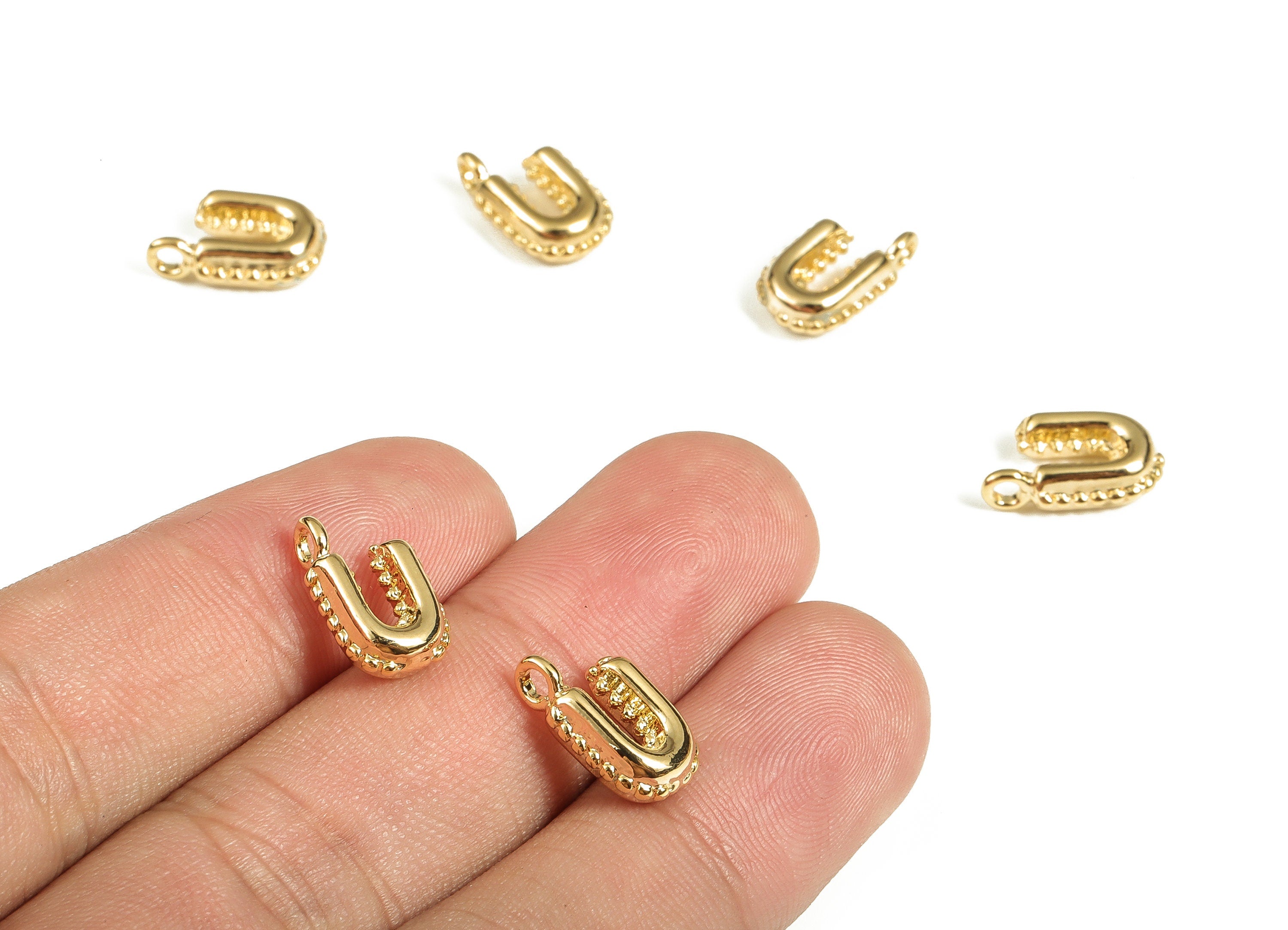 Brass The letter U Earring Charms - Gold The letter U Pendant - 18K Real Gold Plated Brass - Jewelry Supplies - 13.43x8.87x4.11mm - RGP3737U - DOMEDBAZAAR