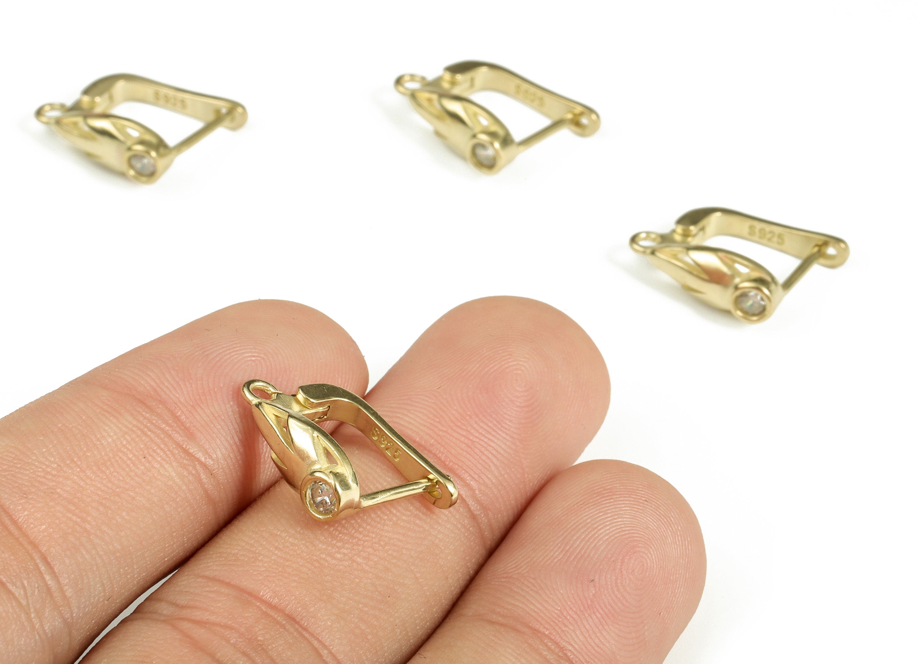 Drop Earring Stud – Brass Zircon Earring Stud – Raw Brass Zircon Stud Earrings With Open Ring – Jewelry Making - 17×13.97×2.39mm - PP4094 - DOMEDBAZAAR