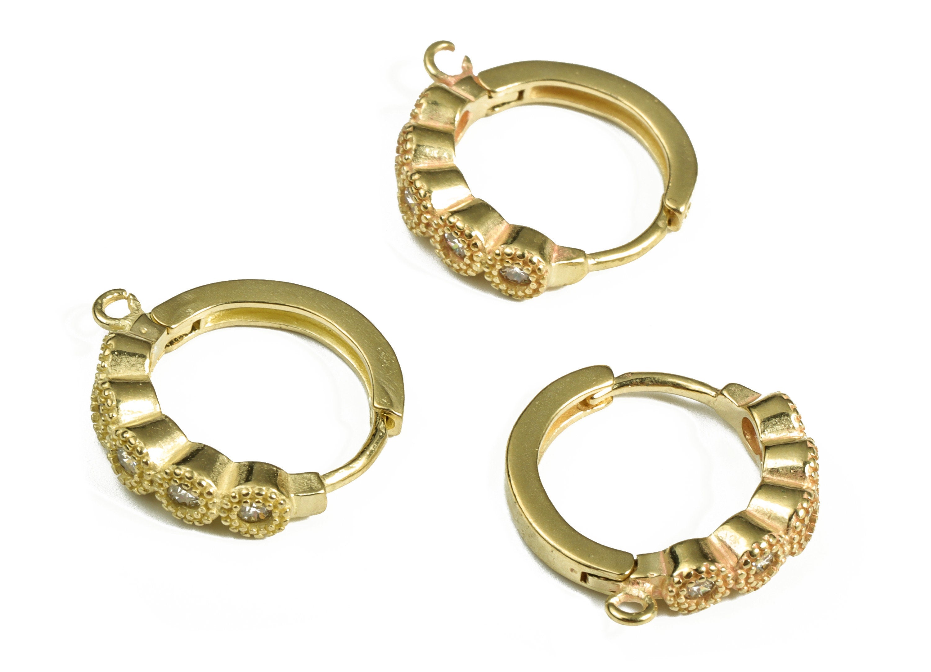 Brass Round Hoop Earring – Dainty Circle Huggie With Open Ring – Zircon Hoop Earrings – Small Everyday Hoop - 18.05×16.68×3.02mm - PP4095 - DOMEDBAZAAR