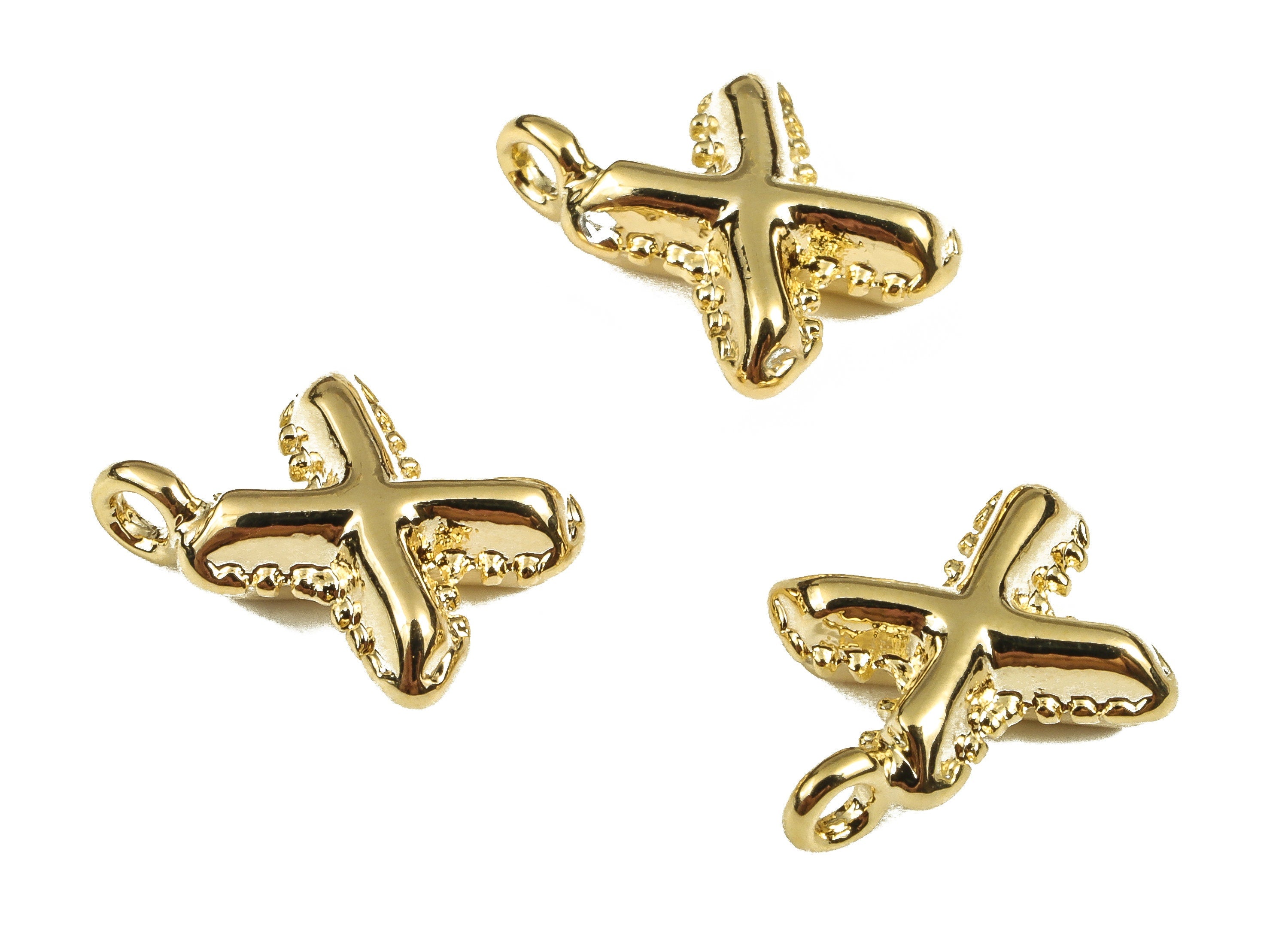 Brass The letter X Earring Charms - Gold The letter X Pendant - 18K Real Gold Plated Brass - Jewelry Supplies - 15x9.4x4.13mm - RGP3737X - DOMEDBAZAAR