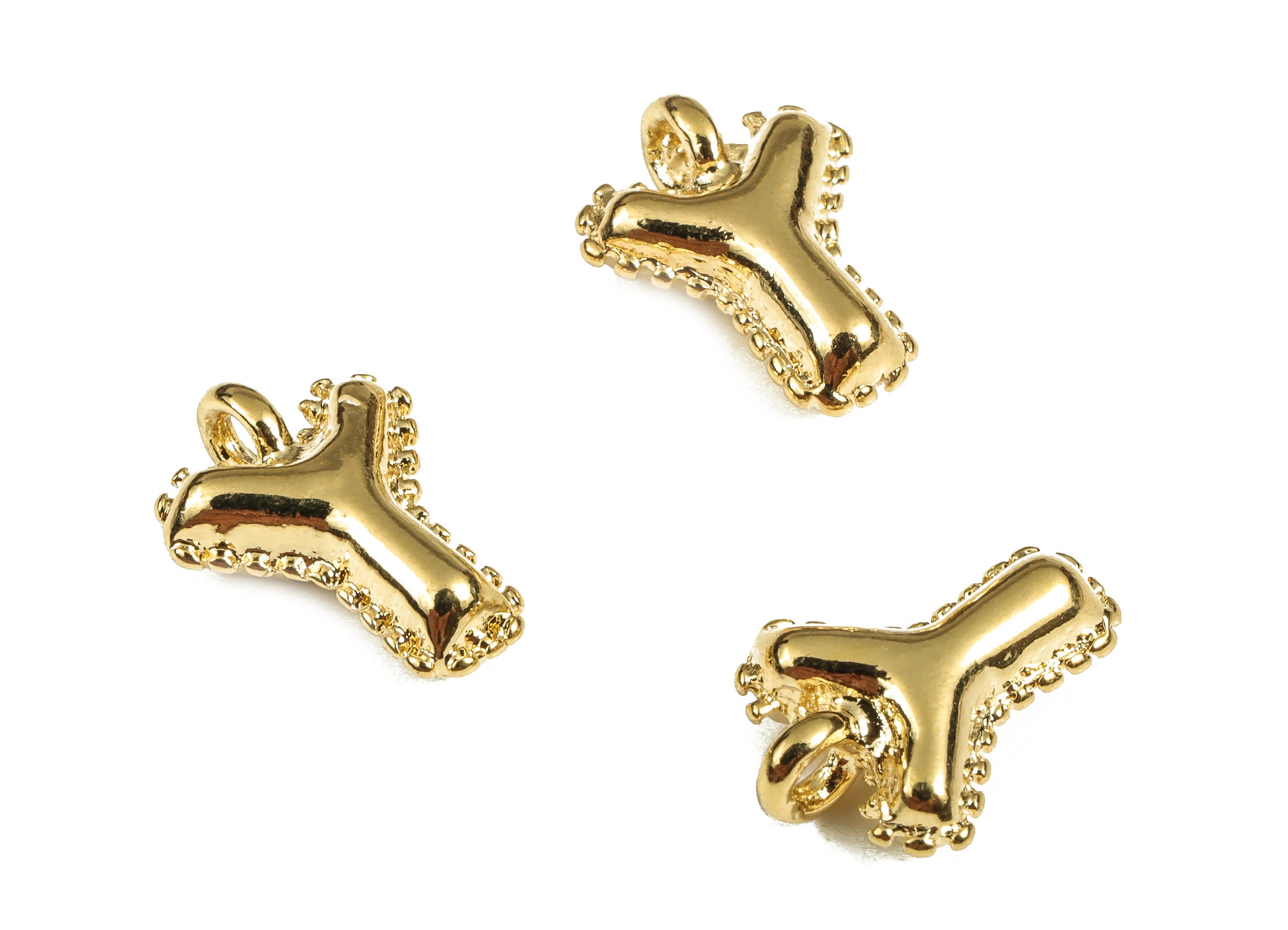 Brass The letter Y Earring Charms - Gold The letter Y Pendant - 18K Real Gold Plated Brass - Jewelry Supplies - 12.86x8.83x3.89mm - RGP3737Y - DOMEDBAZAAR