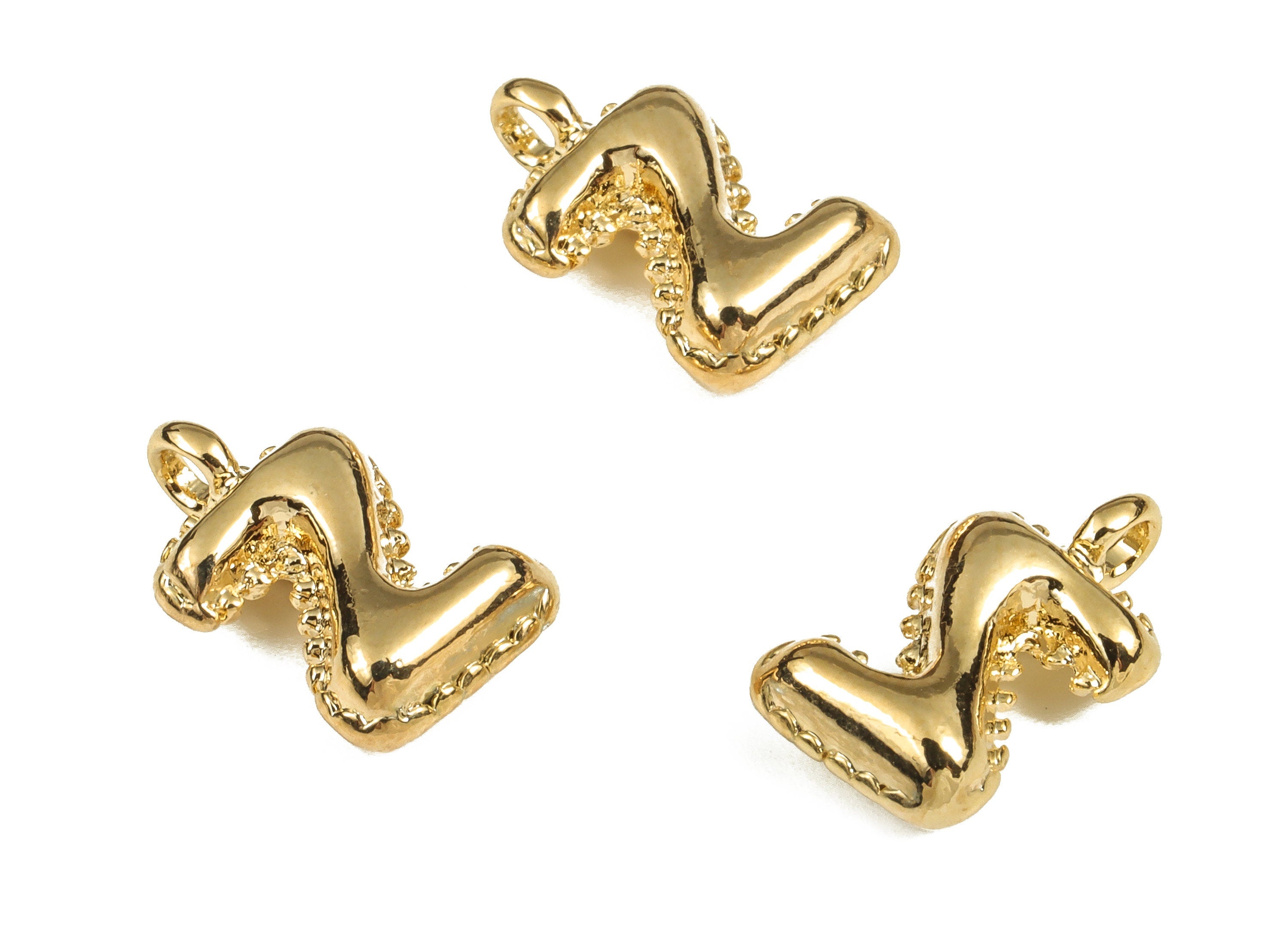 Brass The letter Z Earring Charms - Gold The letter Z Pendant - 18K Real Gold Plated Brass - Jewelry Supplies - 14.01x8.23x4.43mm - RGP3737Z - DOMEDBAZAAR