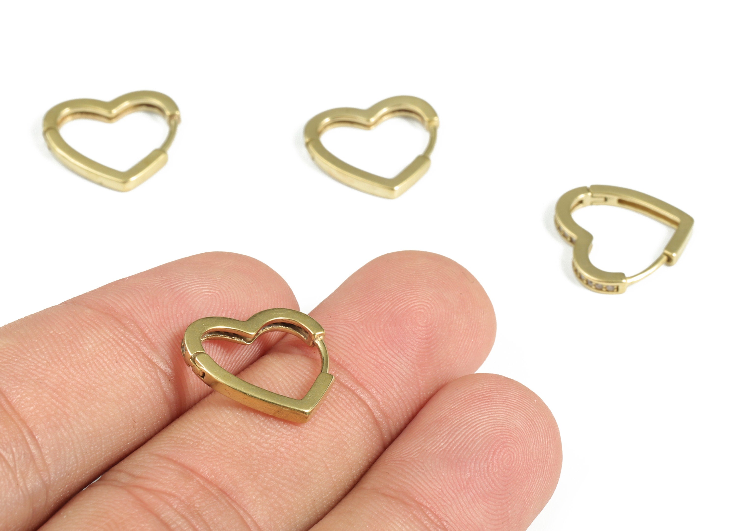 Love Heart Huggie Earring – Love Huggie – Cute Heart Hoop Huggies Earring – Love Hoop Earring For Women - 15.41×15.32×1.77mm - PP4103 - DOMEDBAZAAR