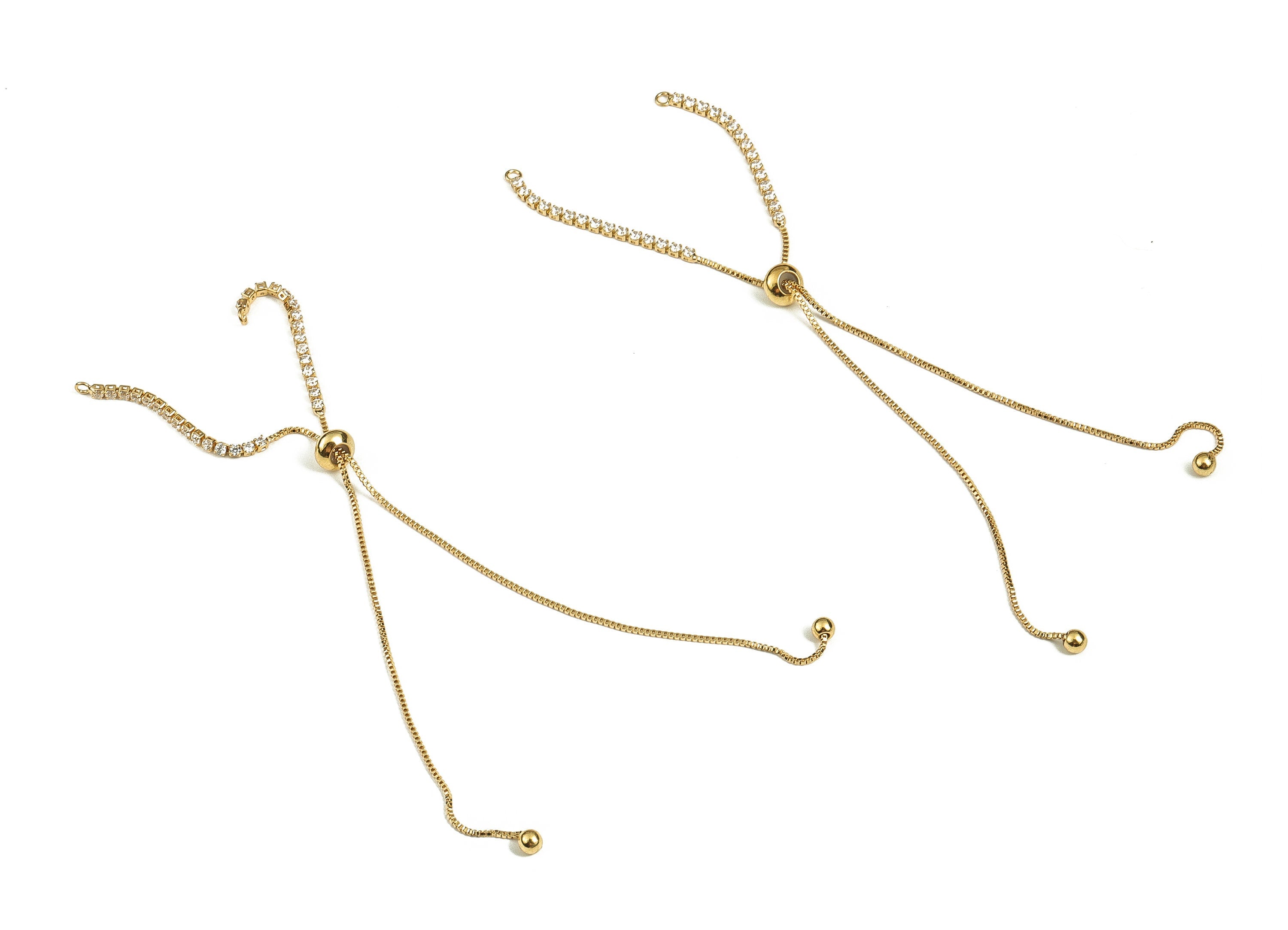 Brass Long Earrings With Zircons - Long Gold Earrings - Statement Earrings -18K Real Gold Plated Brass - 152.28x7.39x4.16mm - RGP3766 - DOMEDBAZAAR