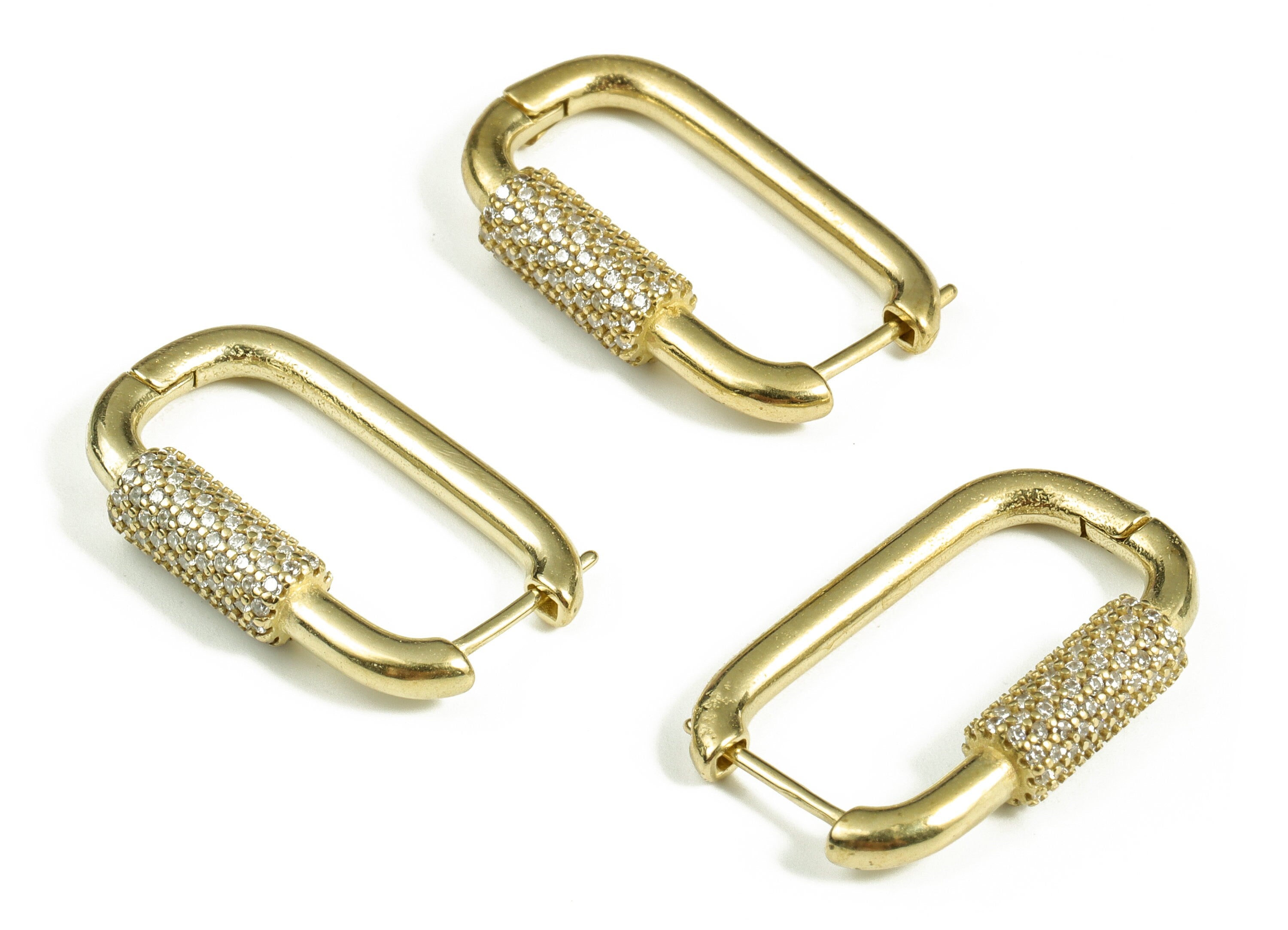 Brass Huggies Hoop Earrings – U Shaped Hoops - Zircon Earring Hoop – Hinged Snap Closure Hoop Earrings - 24.4×14.95×4.71mm - PP4109 - DOMEDBAZAAR