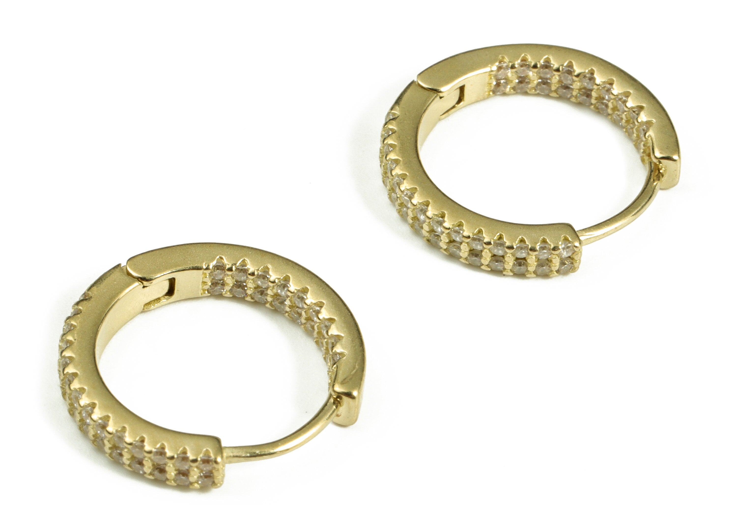 Inside Out Hoop Earrings – Round Zircon Hoop - Brass Earring Round Hoop - Small Huggie Hoop Earrings - 16.19×15.24×2.3mm - PP4113 - DOMEDBAZAAR