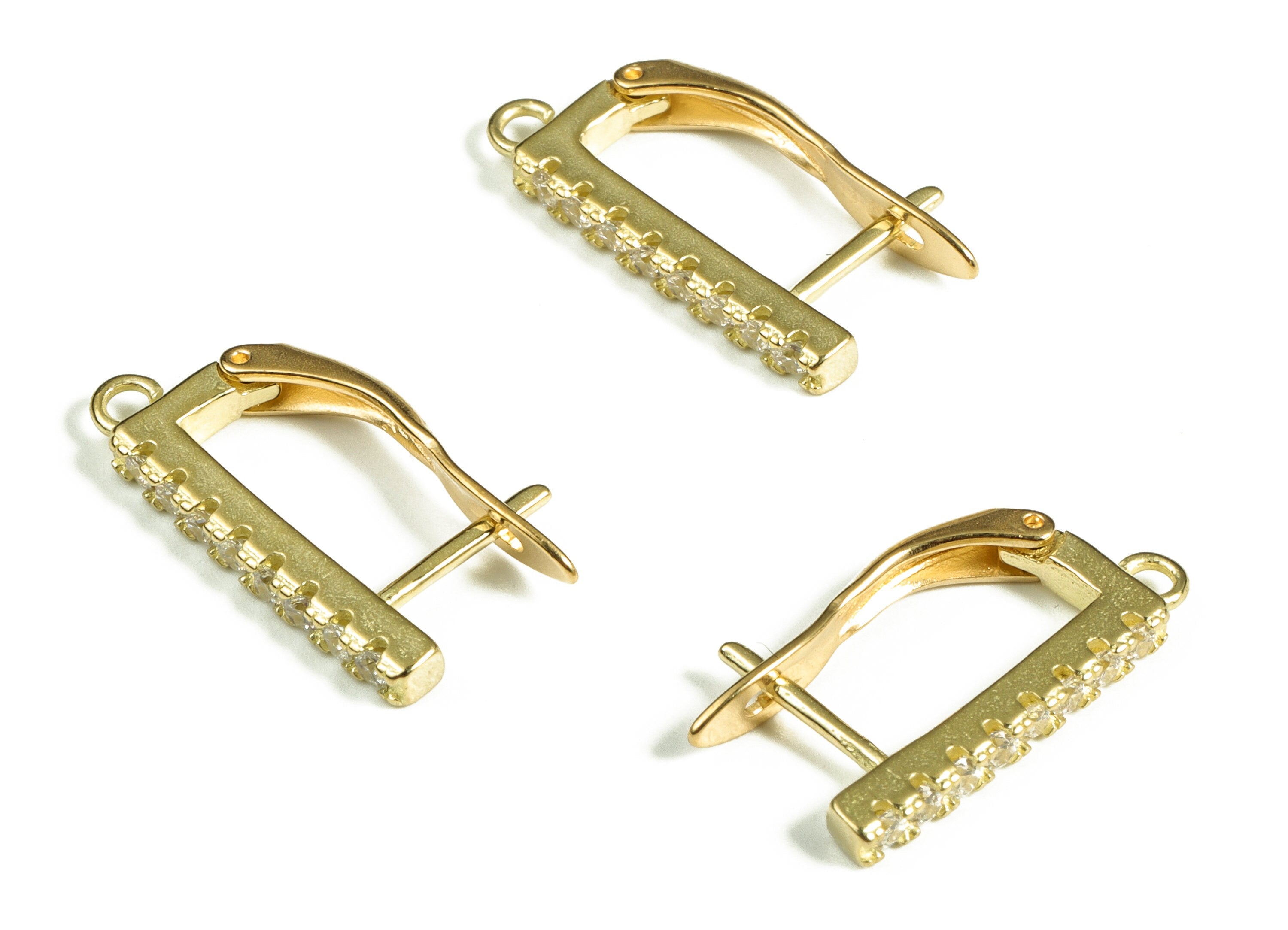 Brass Straight Bar Earring – Brass Earring Studs – Minimalist Dainty Earrings for Woman – Zircon Earring Studs - 19.22×11.05×2.48mm - PP4114 - DOMEDBAZAAR