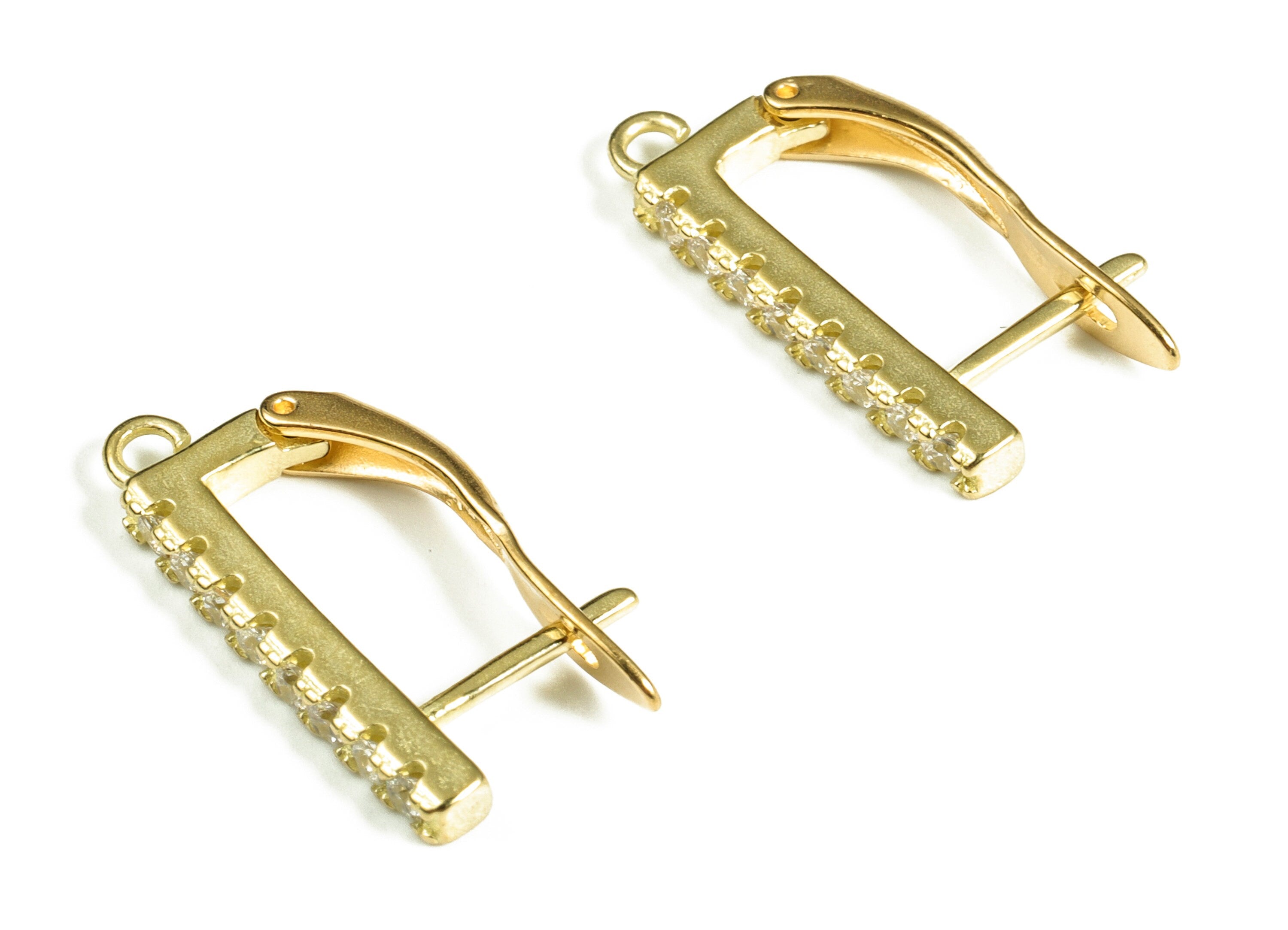 Brass Straight Bar Earring – Brass Earring Studs – Minimalist Dainty Earrings for Woman – Zircon Earring Studs - 19.22×11.05×2.48mm - PP4114 - DOMEDBAZAAR