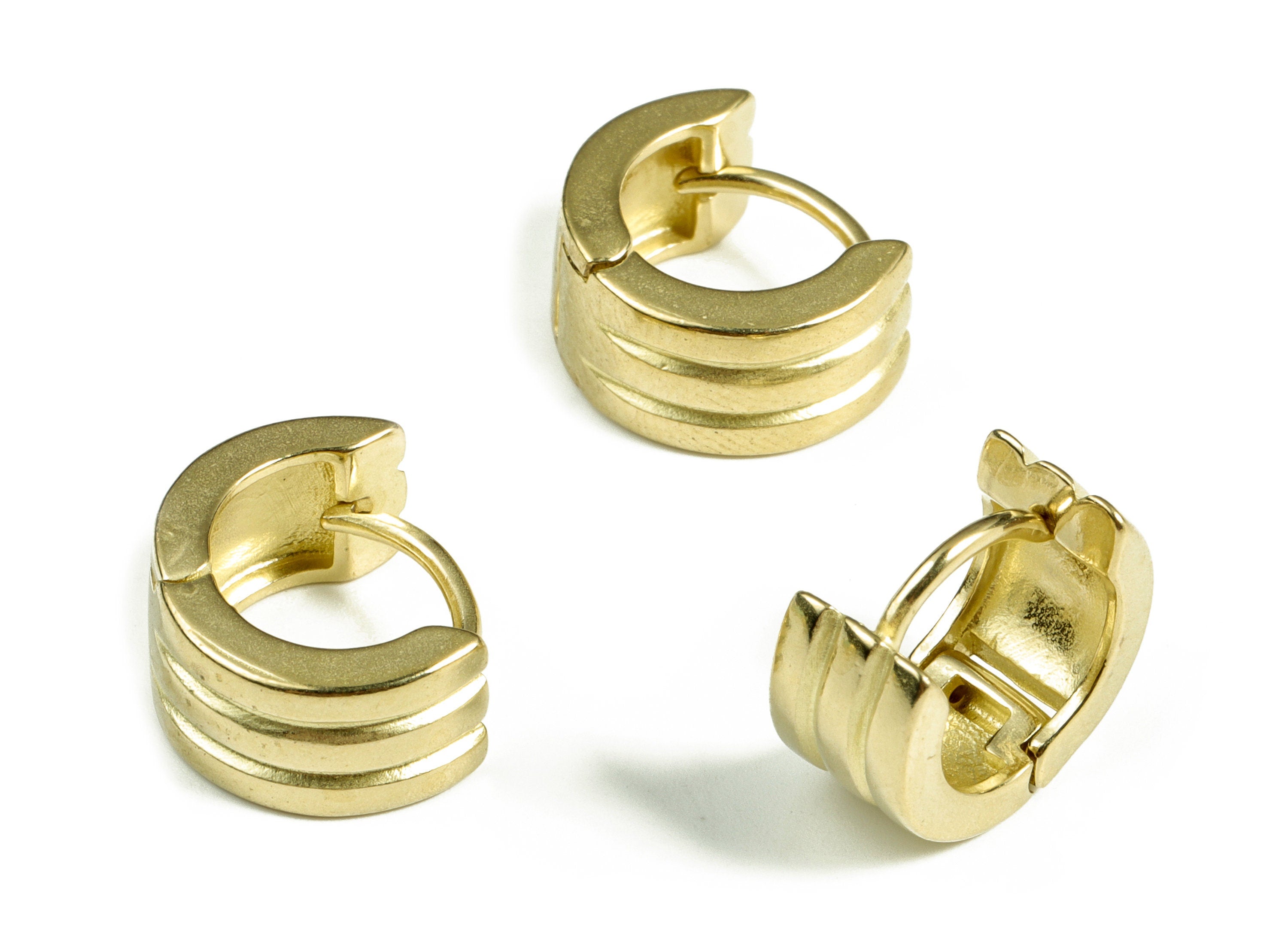 Brass Huggies Hoop Earrings – Minimalist Earrings – Thick Brass Shiny Hoop Earrings – Jewelry Supplies - 14.01×12.39×2.36mm - PP4124 - DOMEDBAZAAR