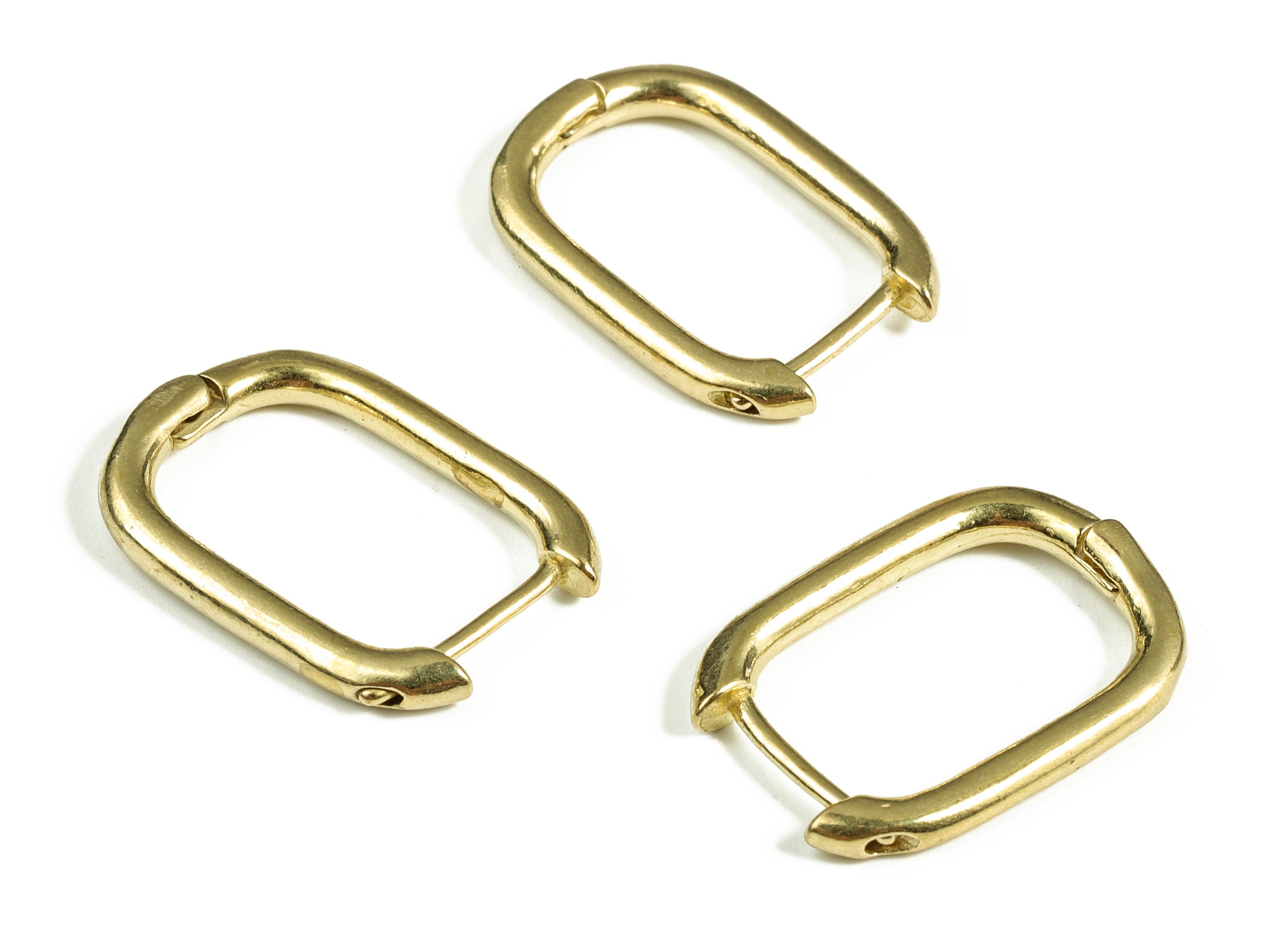 Brass Rectangle Hoops Earrings – Plain Earring Hoops – Simple Hoop Earrings – Square Gol Earring Hoop - 22.54×15.43×2.51mm - PP4134 - DOMEDBAZAAR