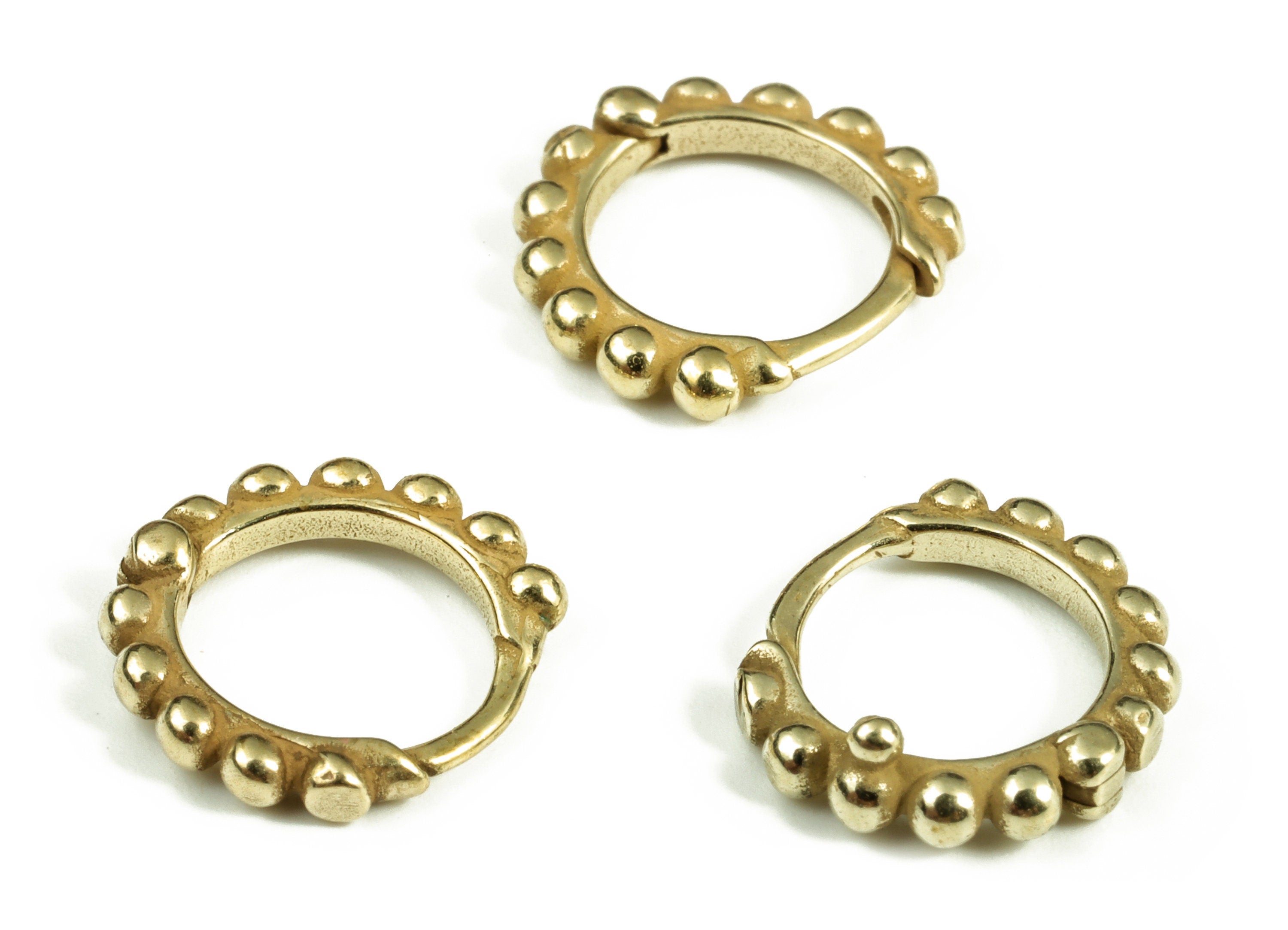 Dainty Beaded Round Hoop Earring – Brass Hoop Small Earrings – Beaded Circle Hoop Earrings – Jewelry Supply - 11.47×11.1×1.83mm - PP4135 - DOMEDBAZAAR