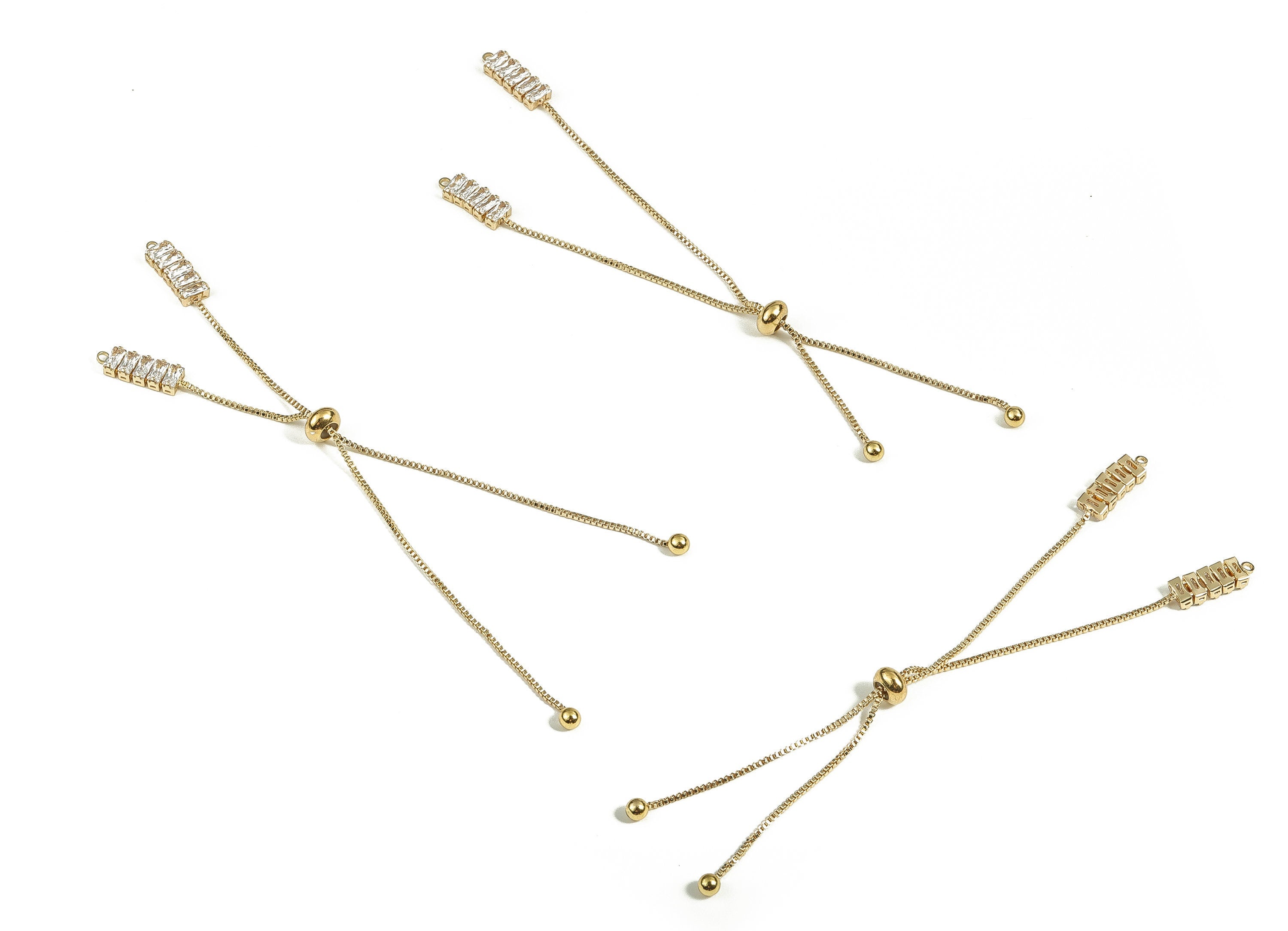 Brass Long Earrings With Zircons - Long Gold Earrings - Statement Earrings - 18K Real Gold Plated Brass - 132.19x11.97x3.18mm - RGP3813 - DOMEDBAZAAR
